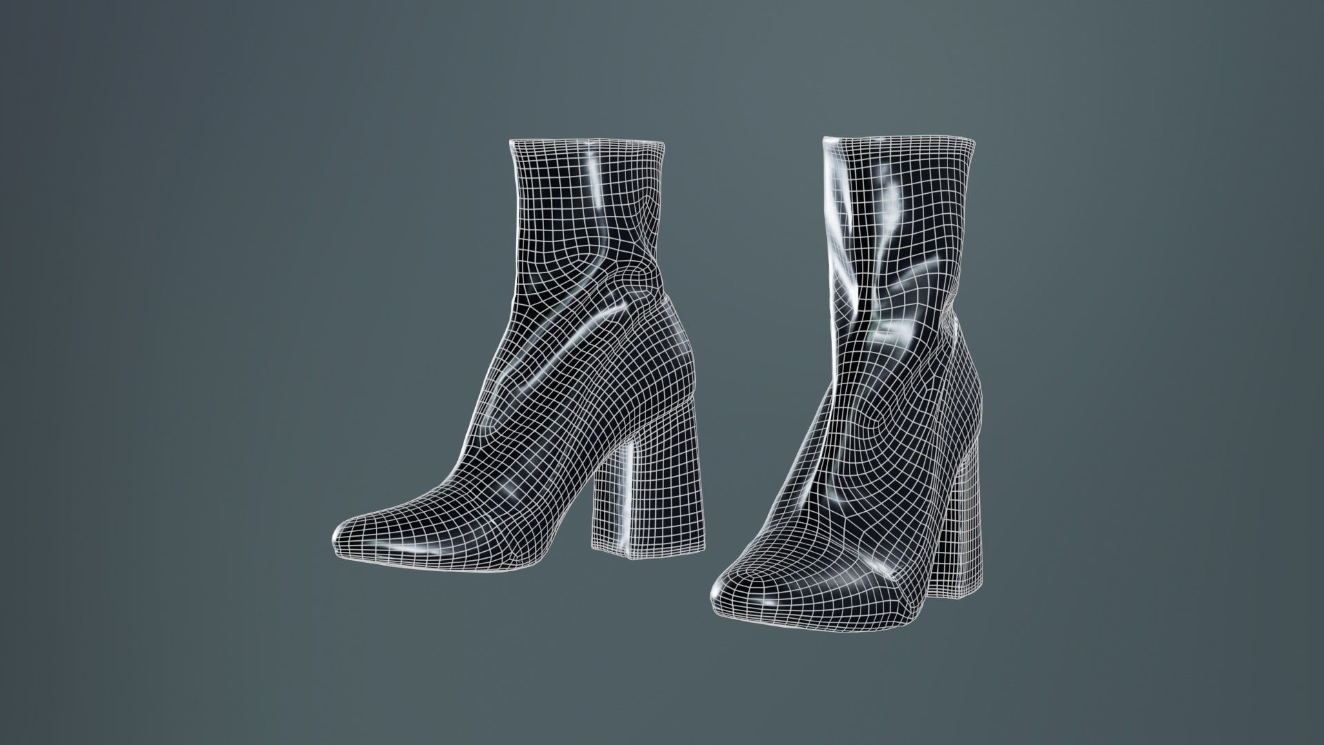 Elegant Fold Boots Low-poly 3D model_9