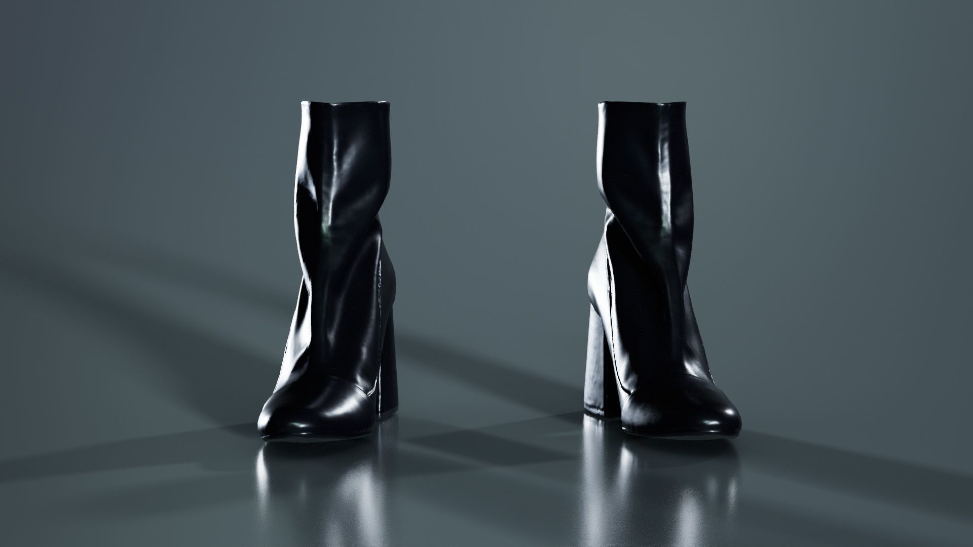 Elegant Fold Boots Low-poly 3D model_6