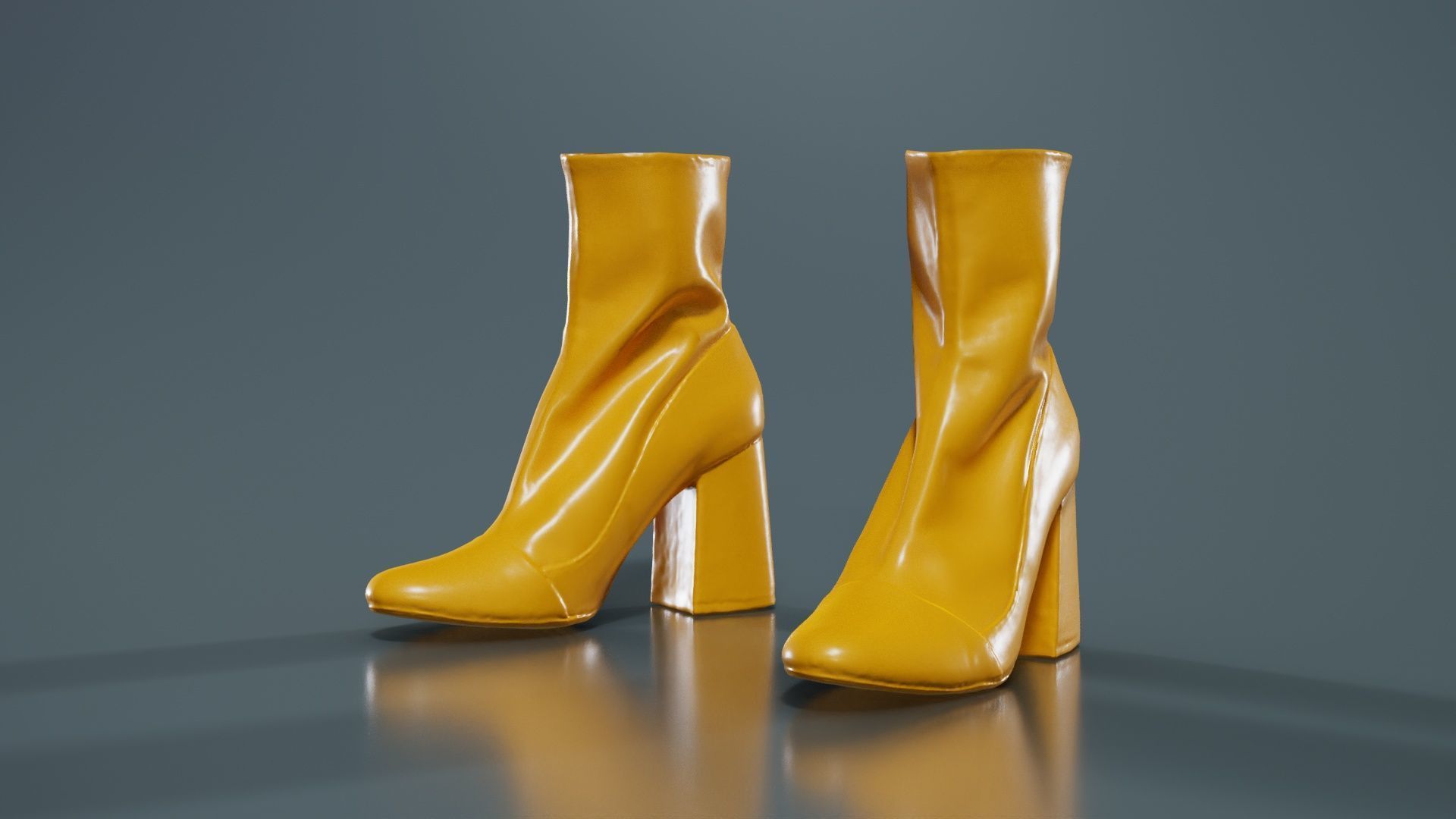 Elegant Fold Boots Low-poly 3D model_12