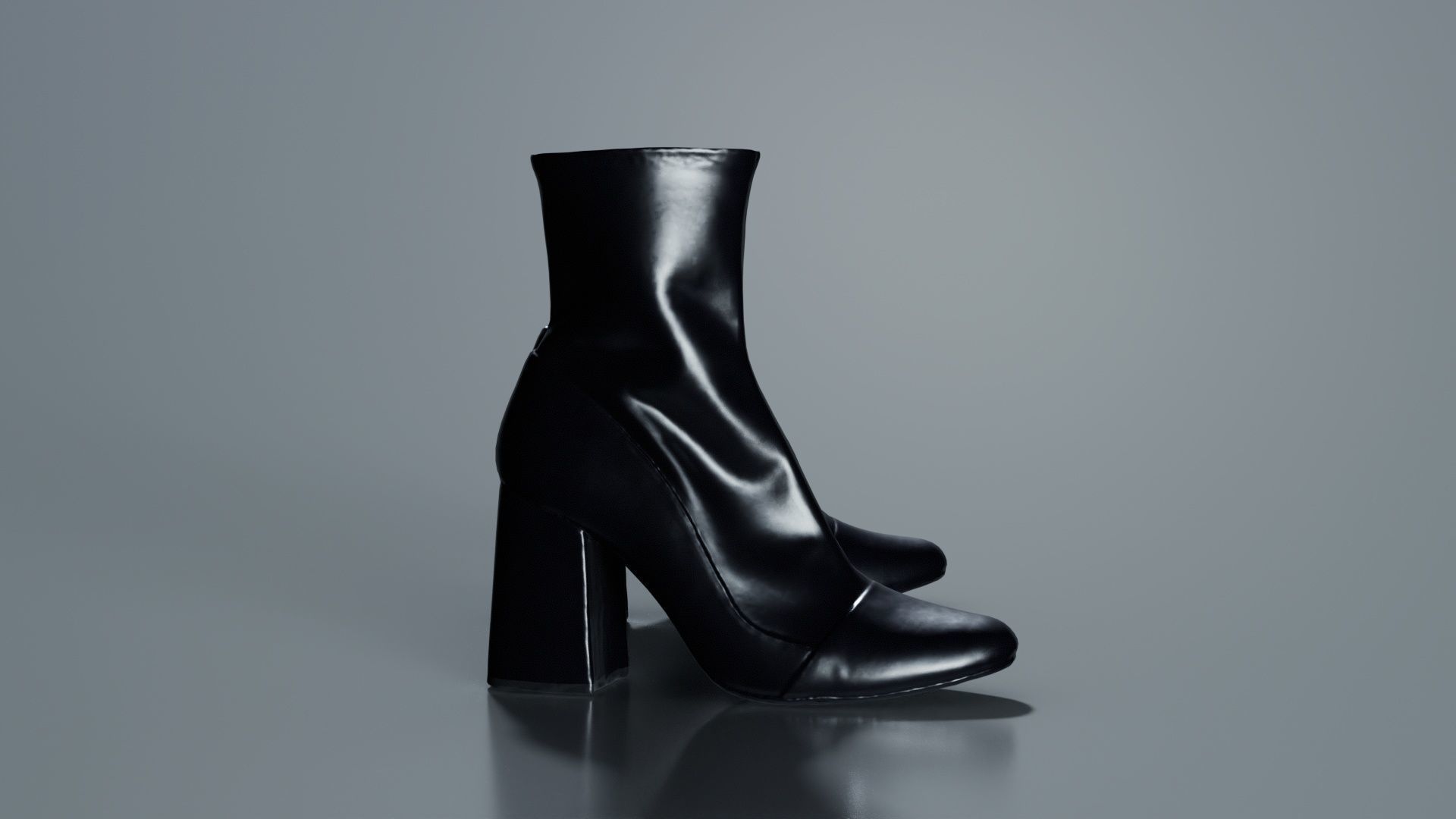 Elegant Fold Boots Low-poly 3D model_7