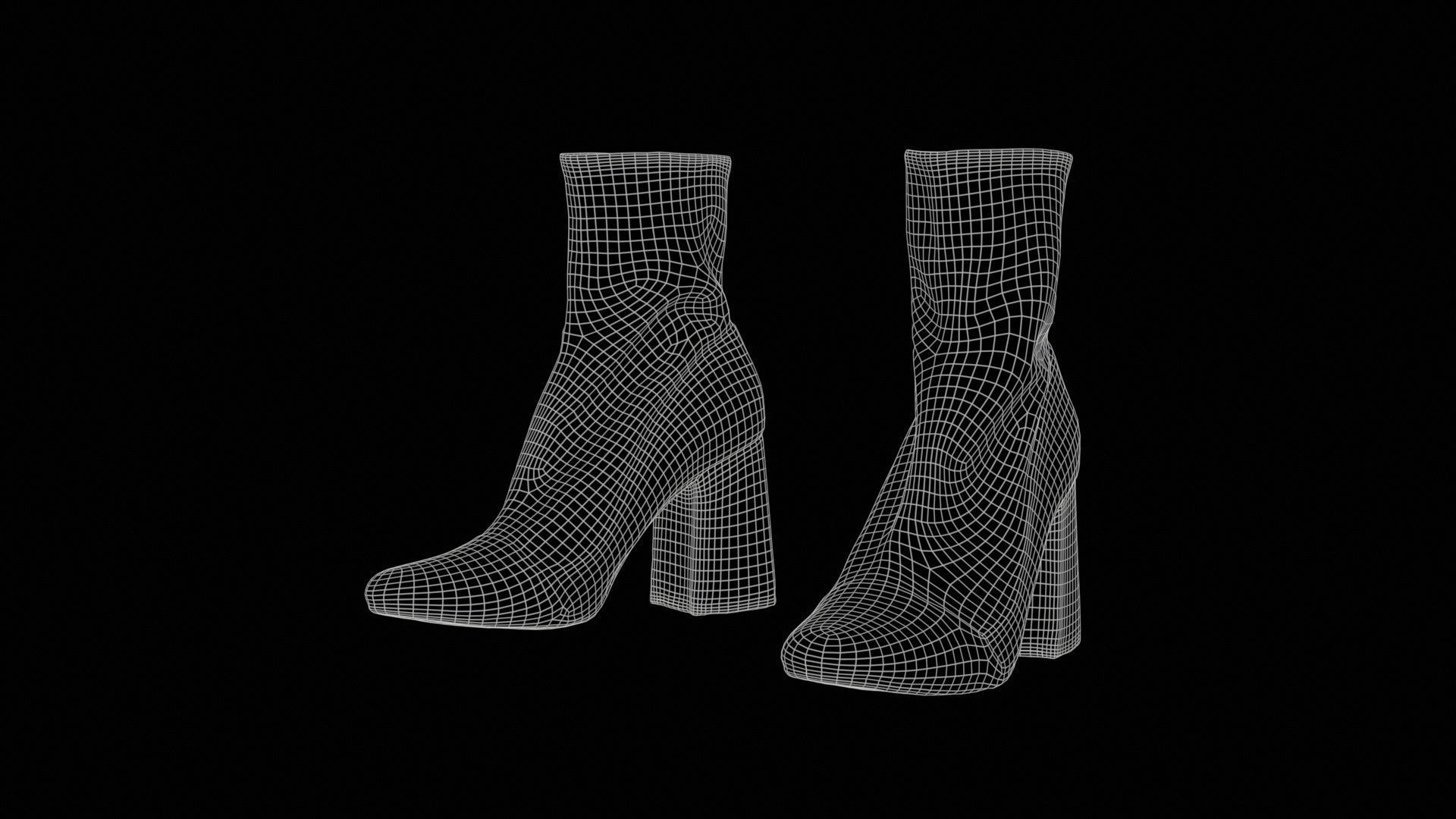Elegant Fold Boots Low-poly 3D model_11