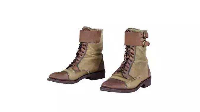 Green and Brown Leather Boots Walking Hiking