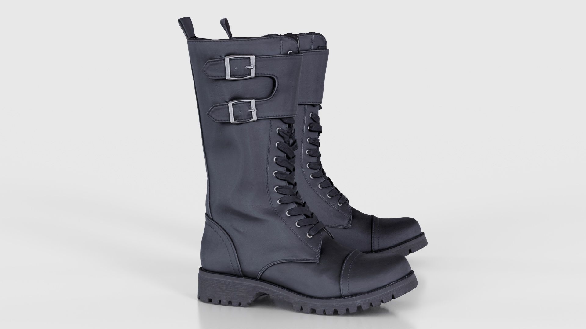 Laces and Buckles Boots Low-poly 3D model_19