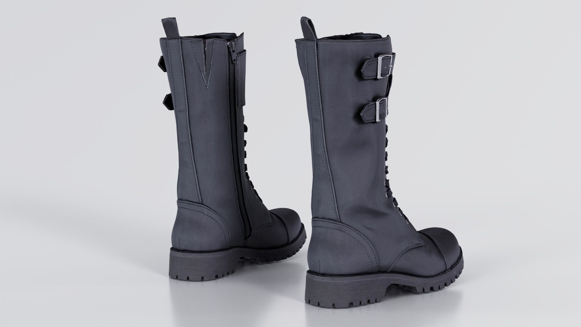 Laces and Buckles Boots Low-poly 3D model_1