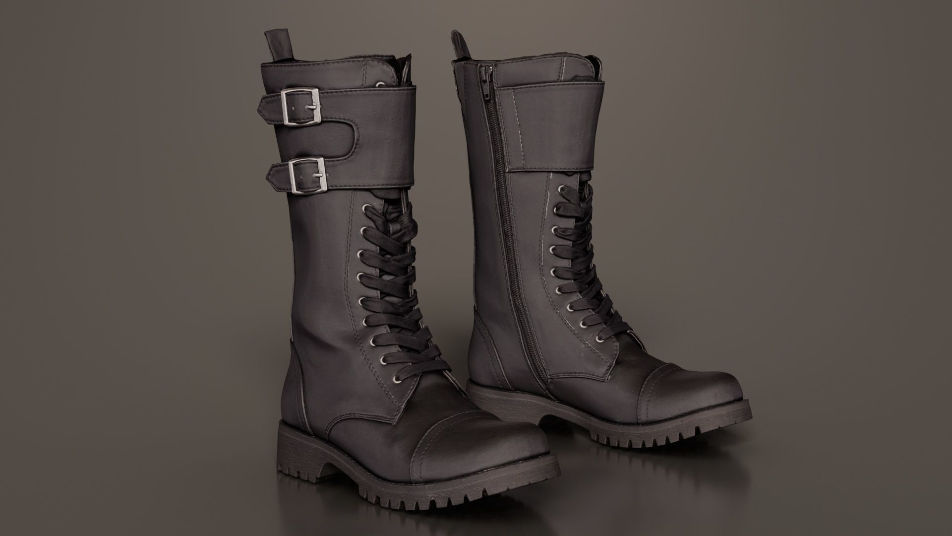 Laces and Buckles Boots Low-poly 3D model_2