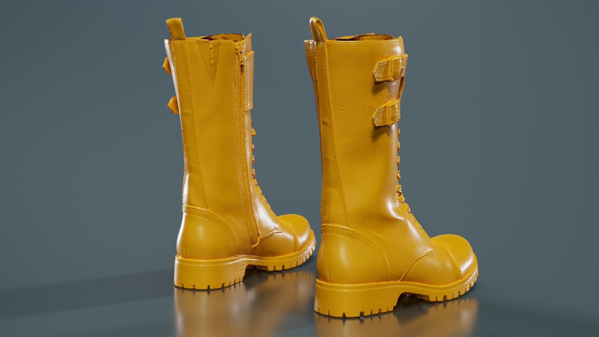 Laces and Buckles Boots Low-poly 3D model_13