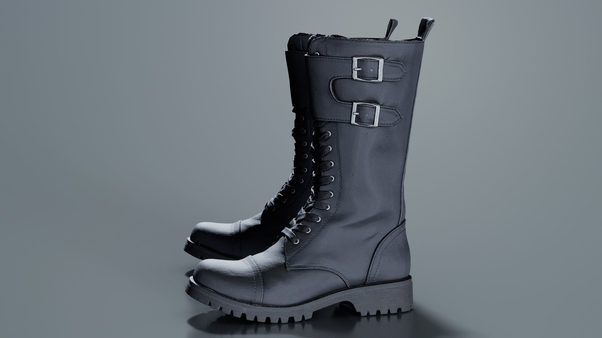 Laces and Buckles Boots Low-poly 3D model_3