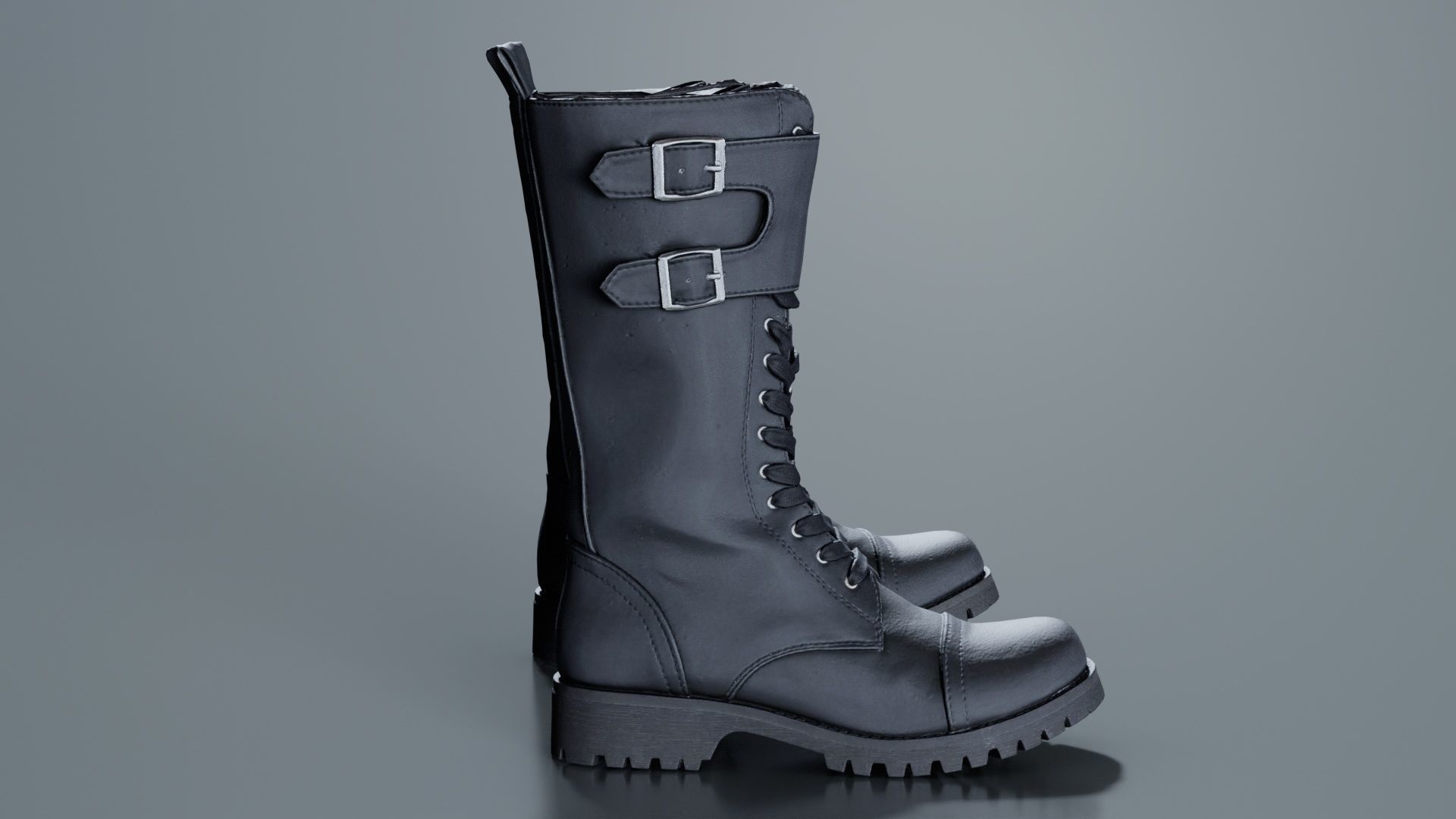 Laces and Buckles Boots Low-poly 3D model_7