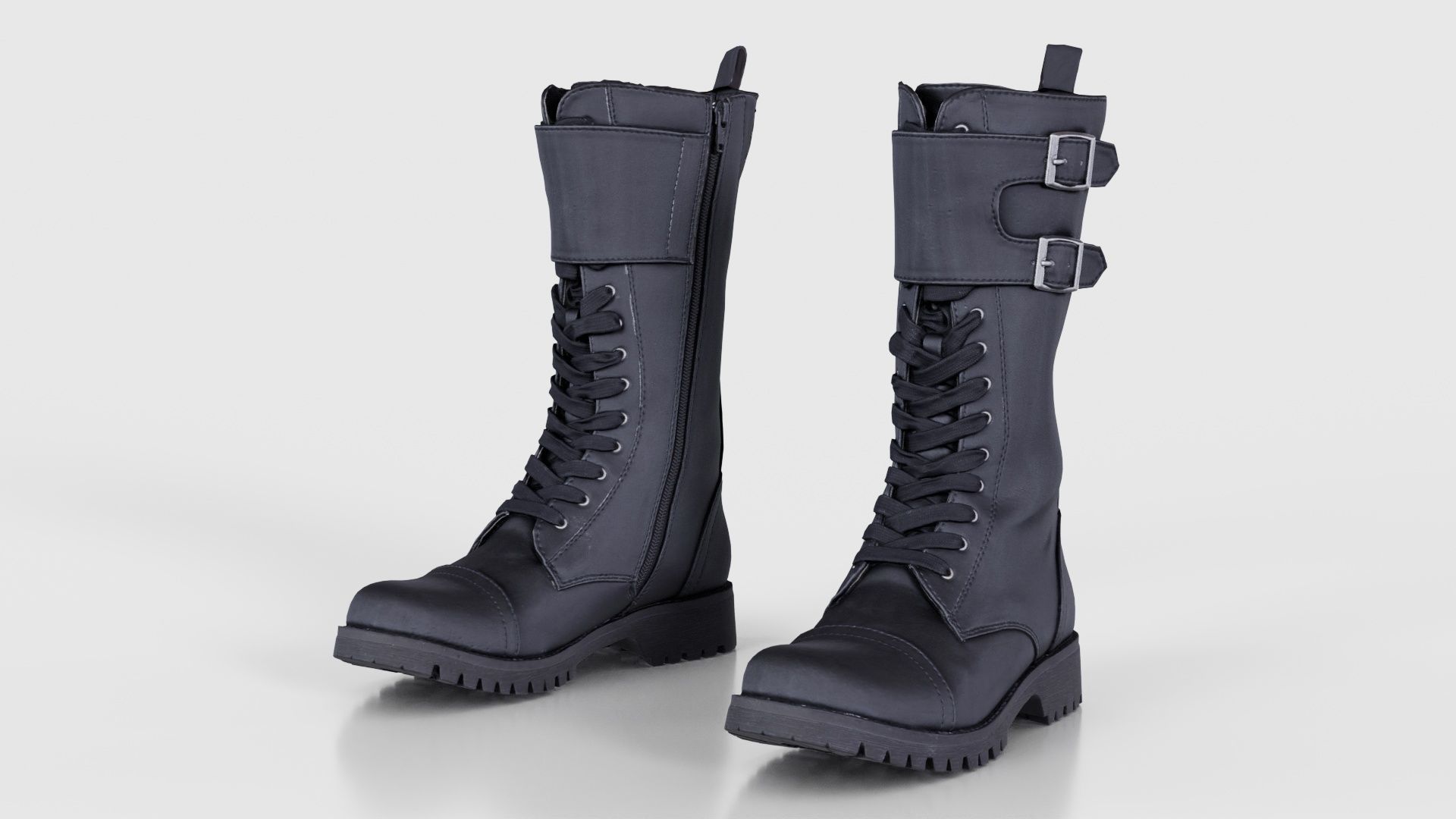 Laces and Buckles Boots Low-poly 3D model_15