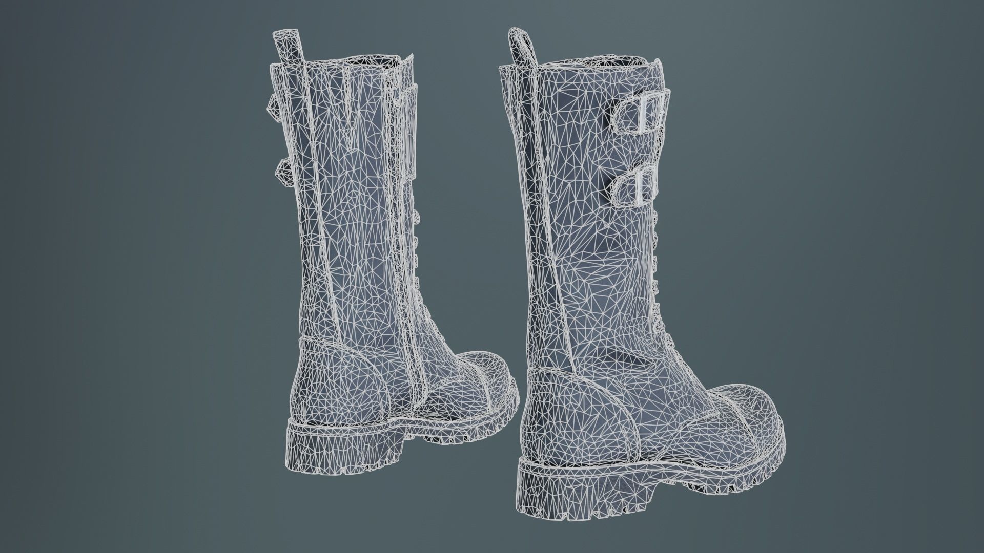 Laces and Buckles Boots Low-poly 3D model_10