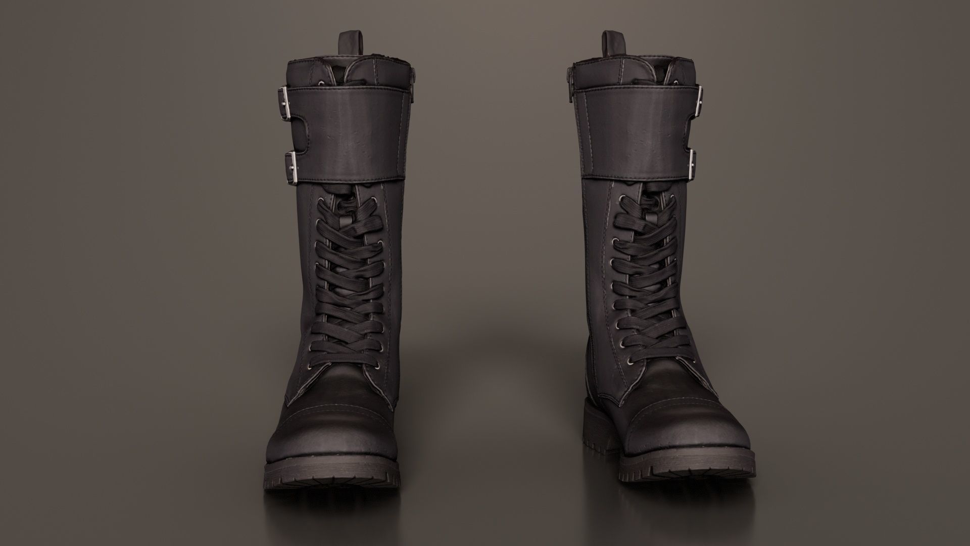 Laces and Buckles Boots Low-poly 3D model_4