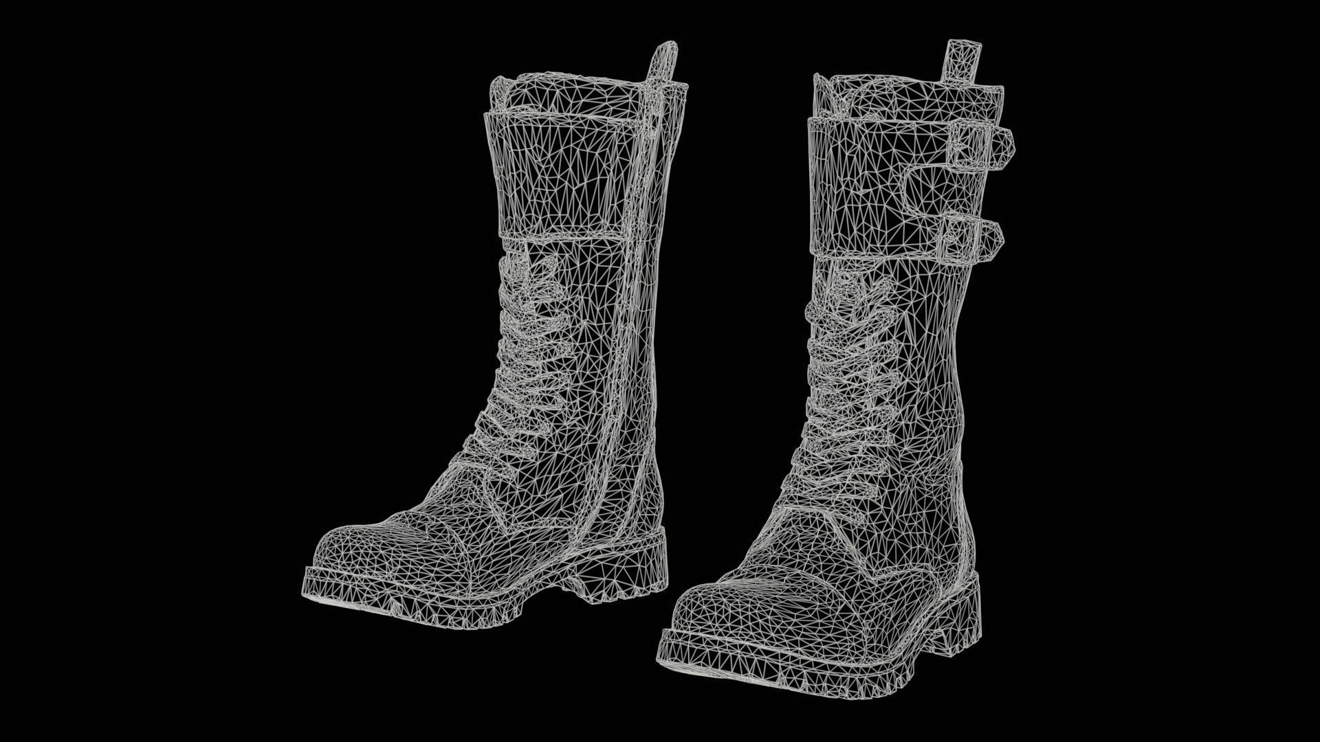 Laces and Buckles Boots Low-poly 3D model_11