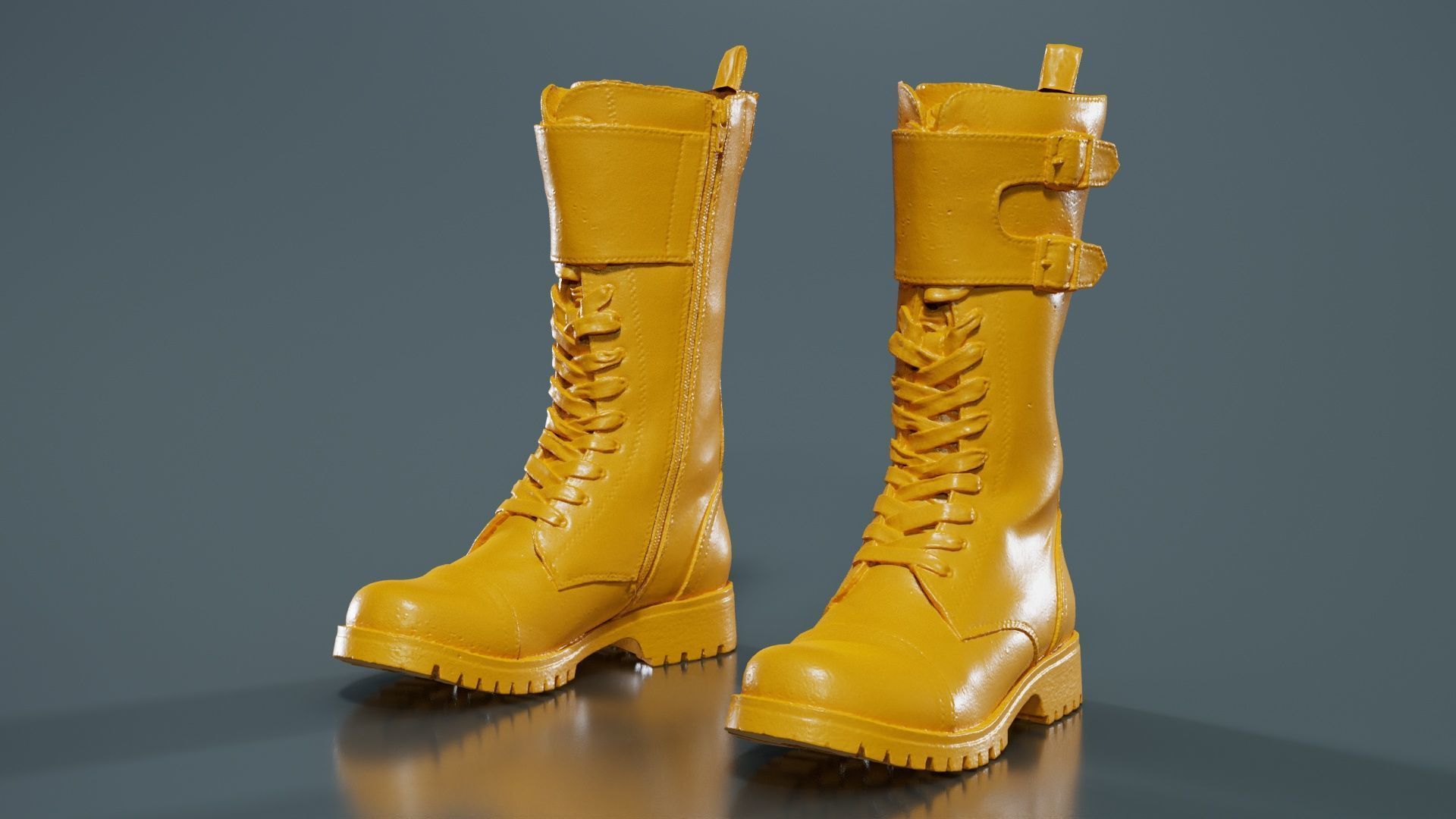 Laces and Buckles Boots Low-poly 3D model_12