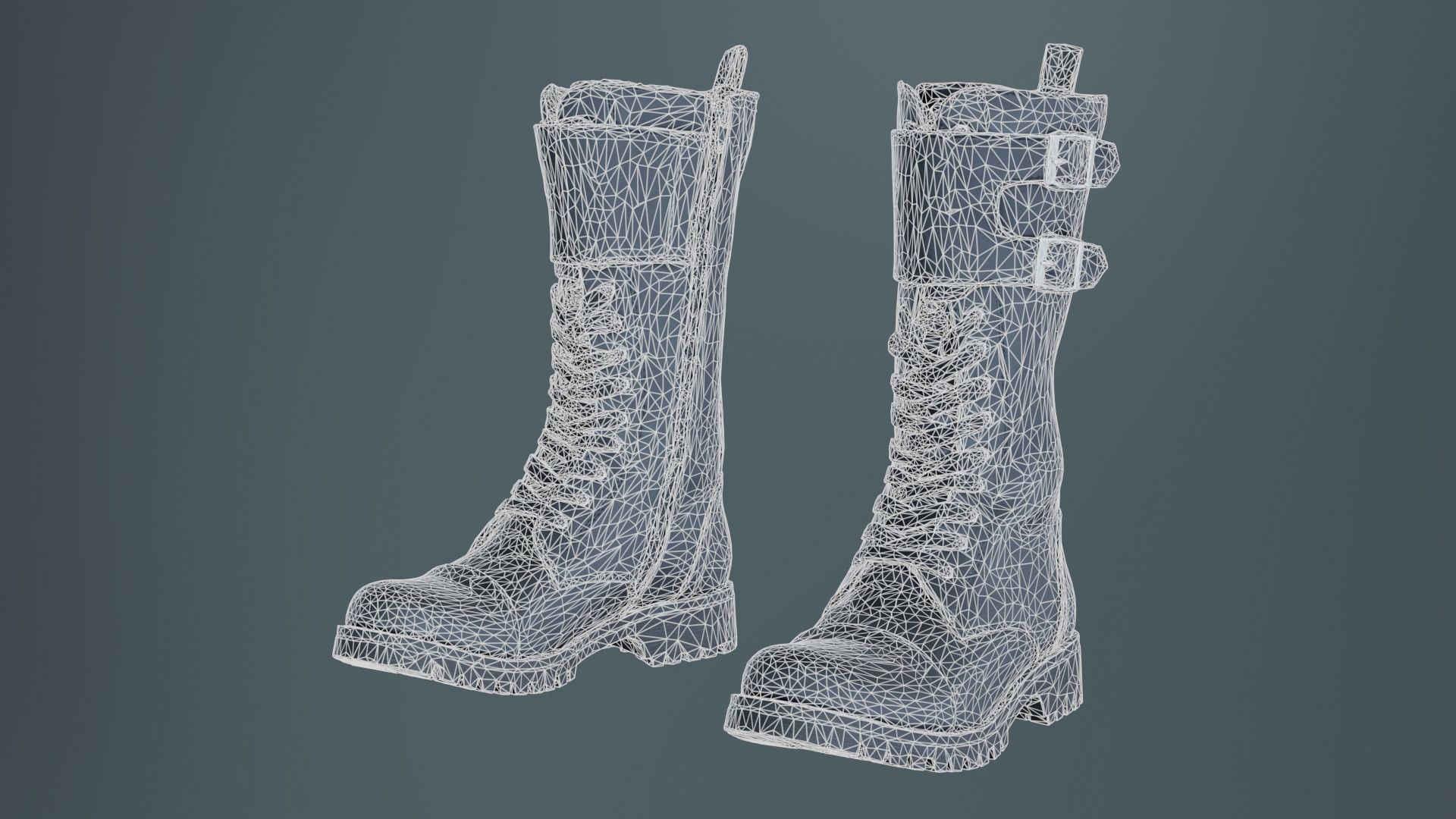 Laces and Buckles Boots Low-poly 3D model_9