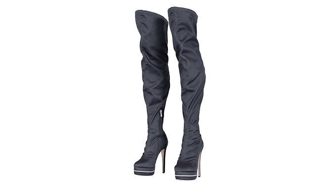Leather Back Zipper Boots Low-poly 3D model