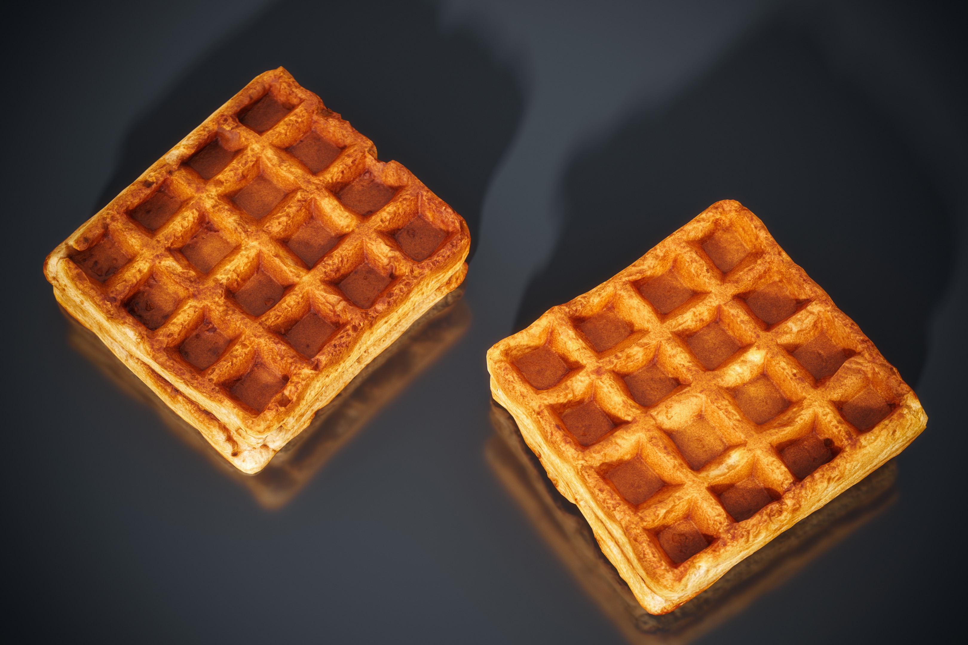 Waffle Bakery - Belgian waffle - highpoly and lowpoly Low-poly 3D model_2
