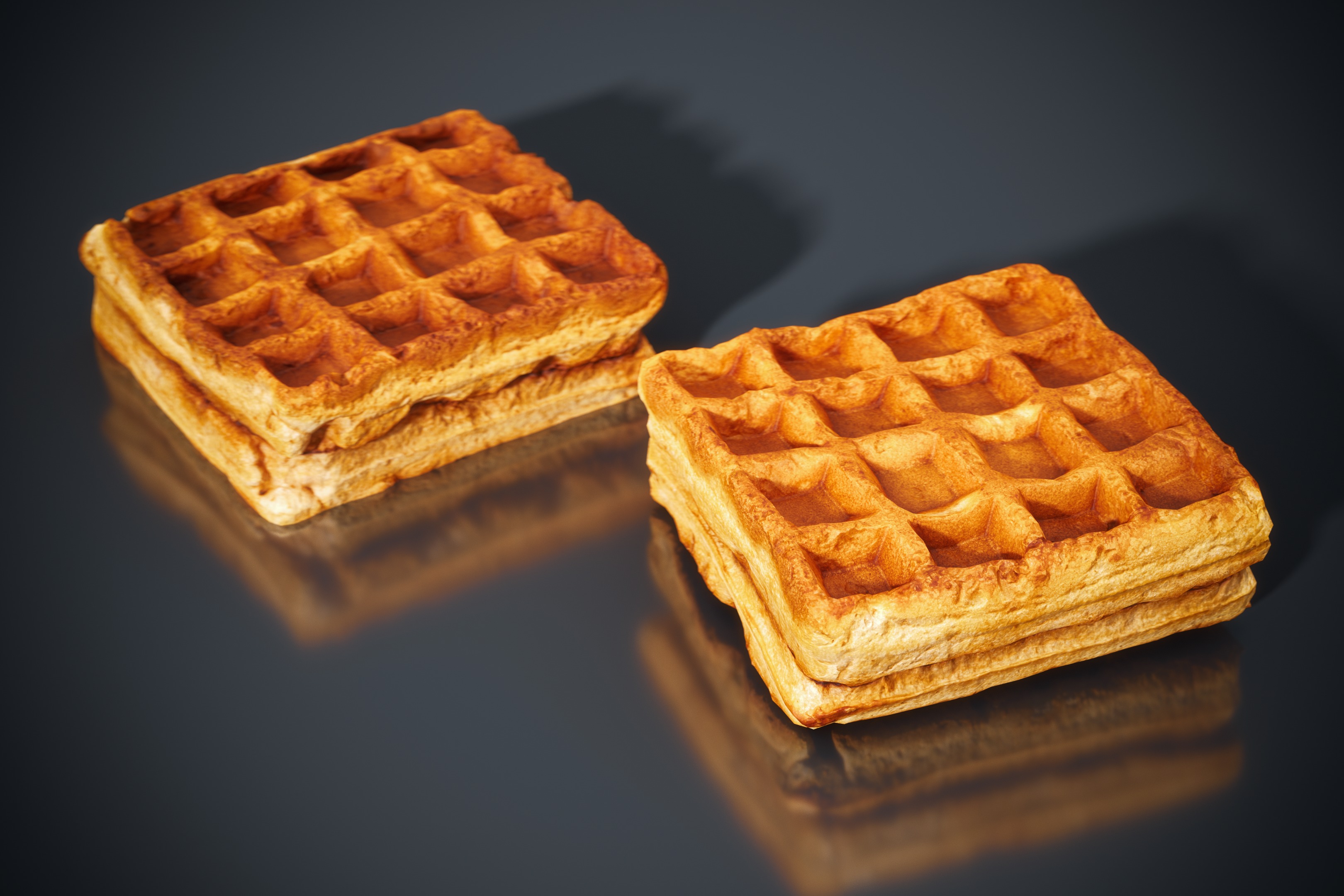 Waffle Bakery - Belgian waffle - highpoly and lowpoly Low-poly 3D model_1