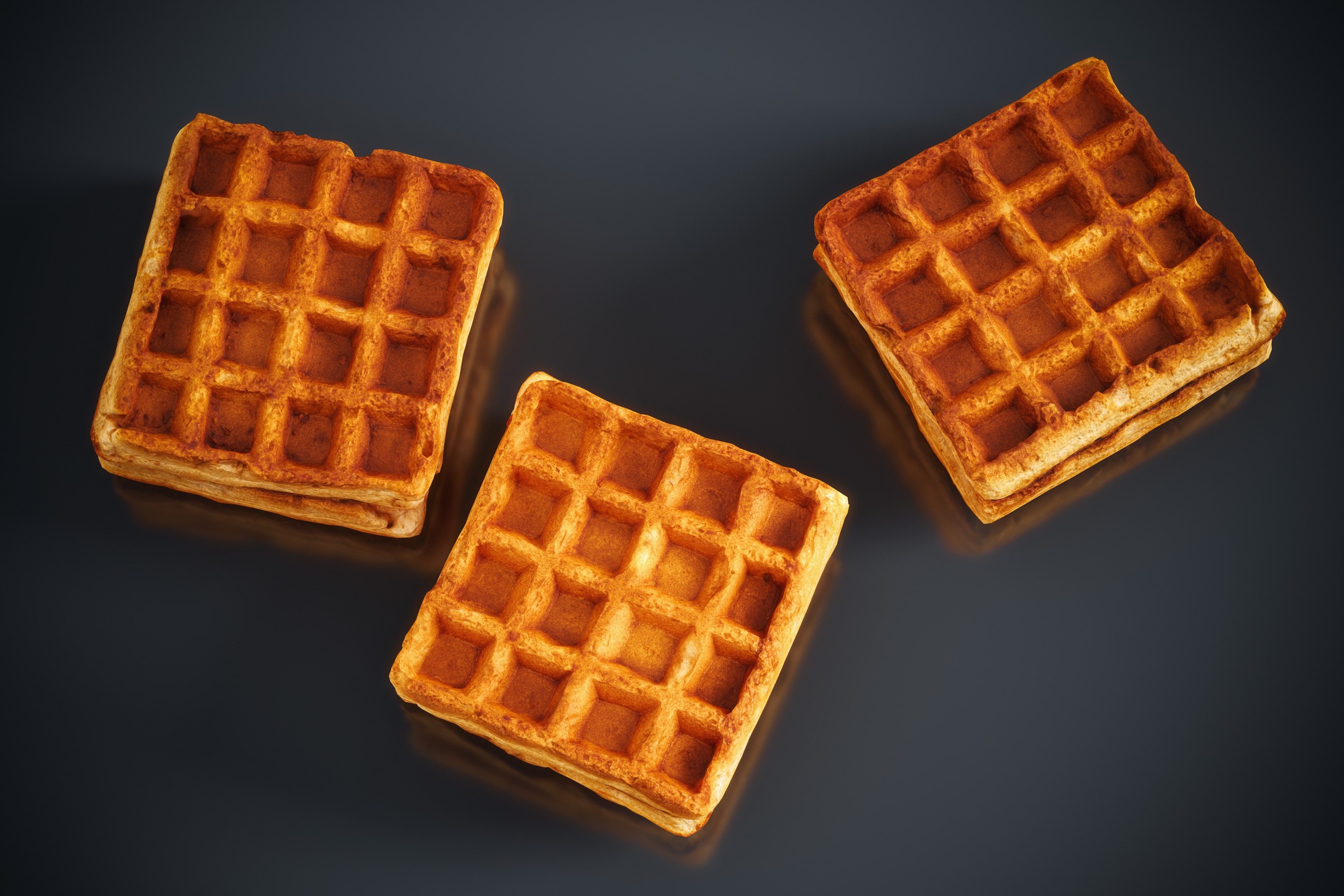 Waffle Bakery - Belgian waffle - highpoly and lowpoly Low-poly 3D model_4
