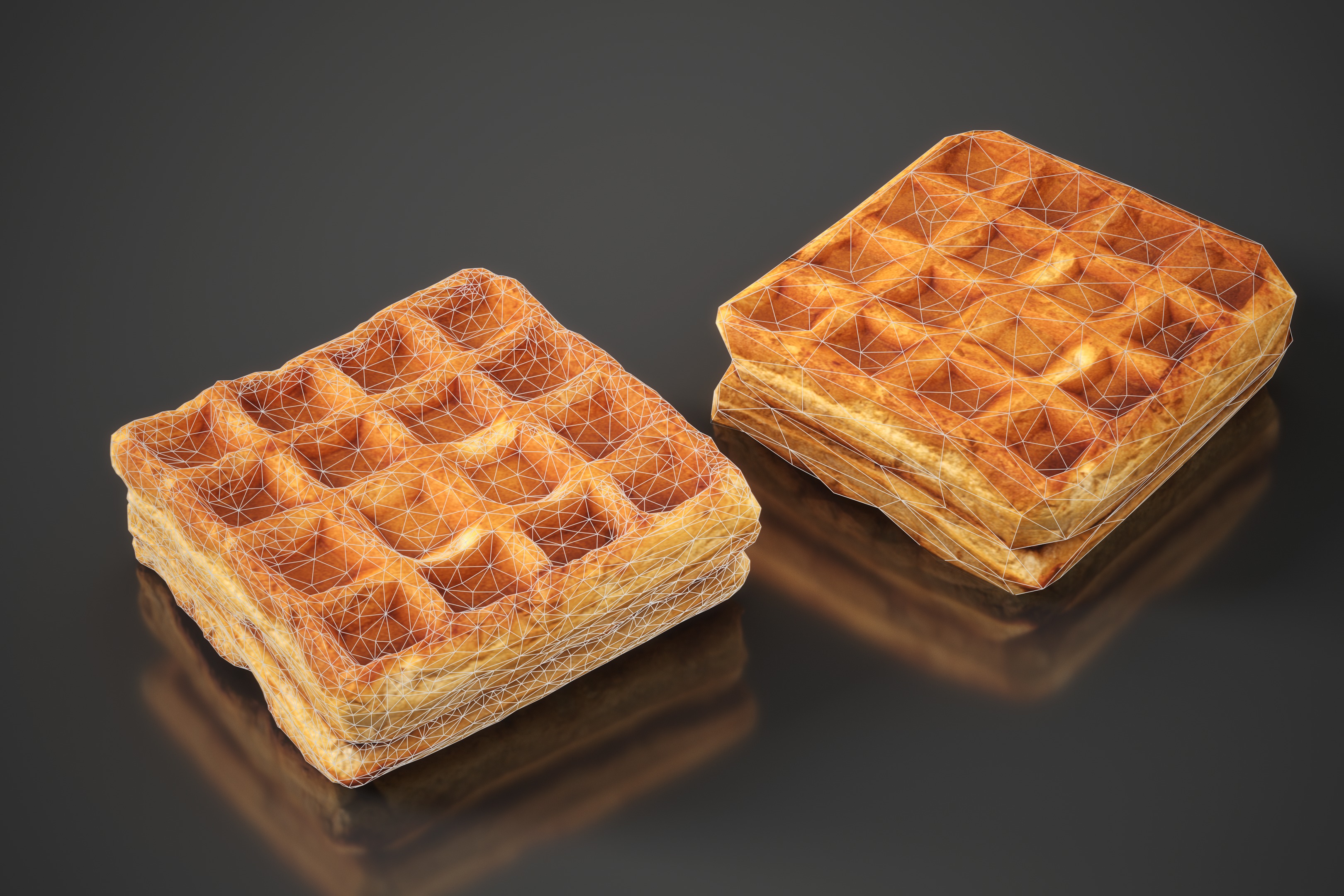 Waffle Bakery - Belgian waffle - highpoly and lowpoly Low-poly 3D model_7