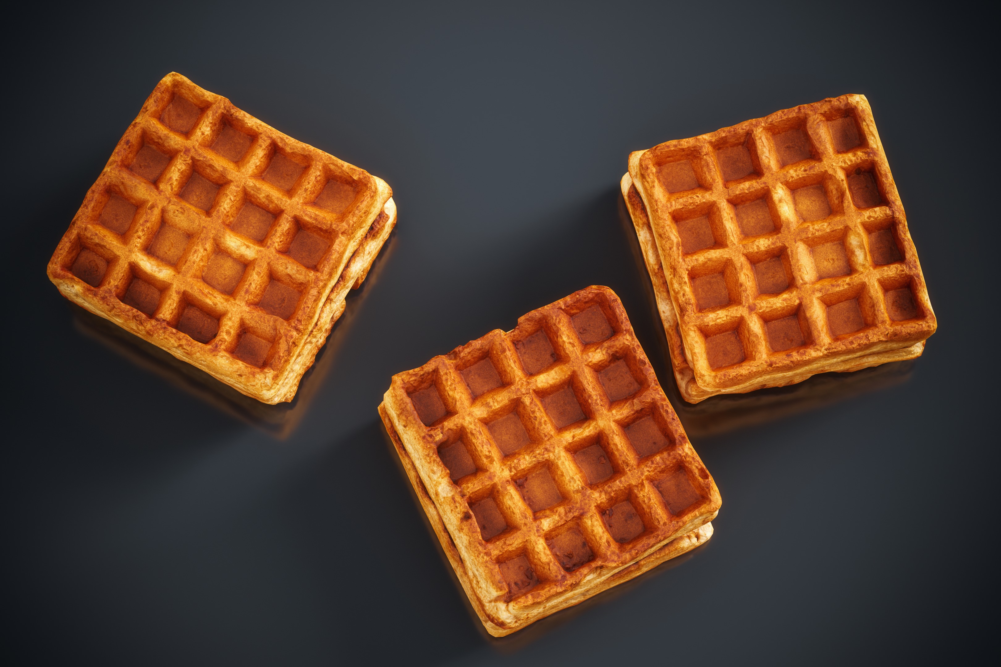 Waffle Bakery - Belgian waffle - highpoly and lowpoly Low-poly 3D model_5