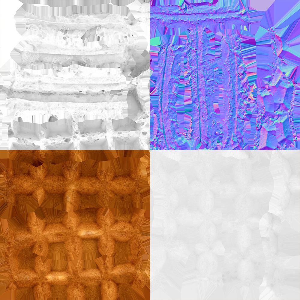 Waffle Bakery - Belgian waffle - highpoly and lowpoly Low-poly 3D model_9