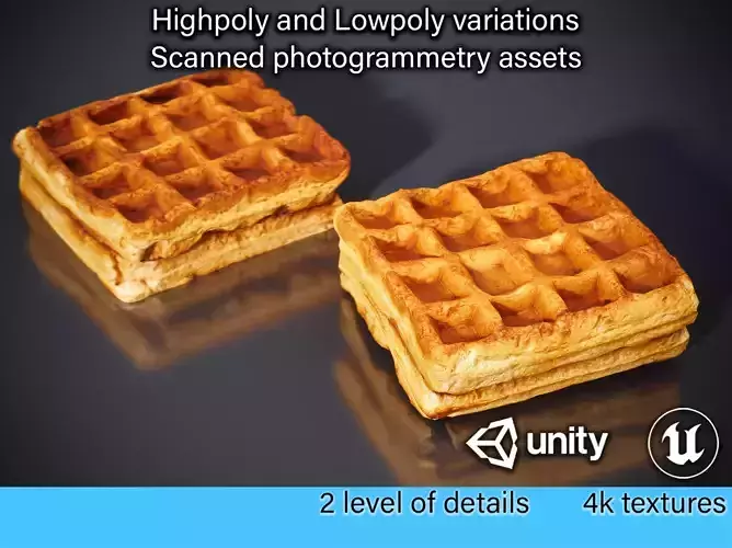 Waffle Bakery - Belgian waffle  - highpoly and lowpoly