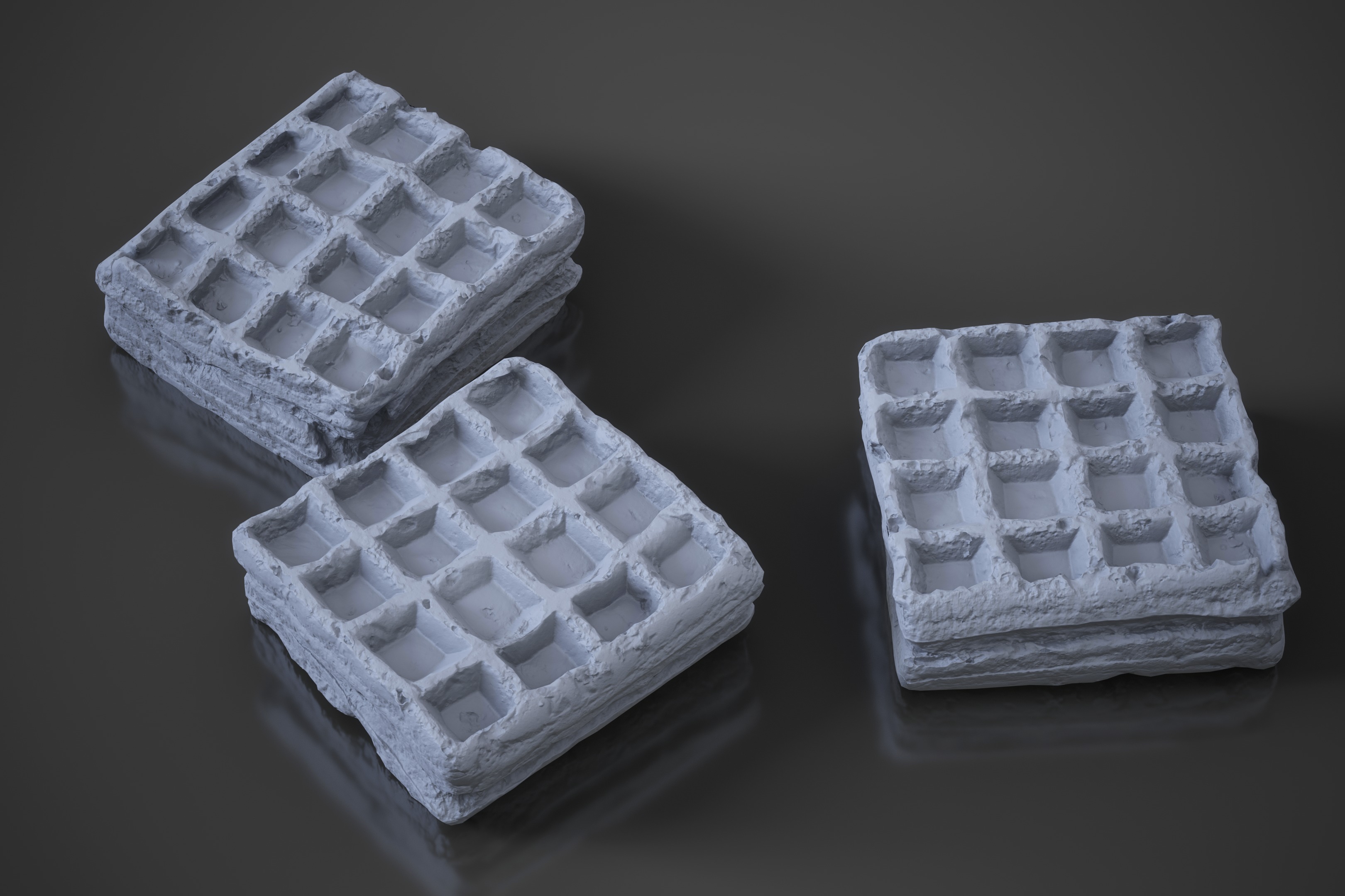 Waffle Bakery - Belgian waffle - highpoly and lowpoly Low-poly 3D model_8