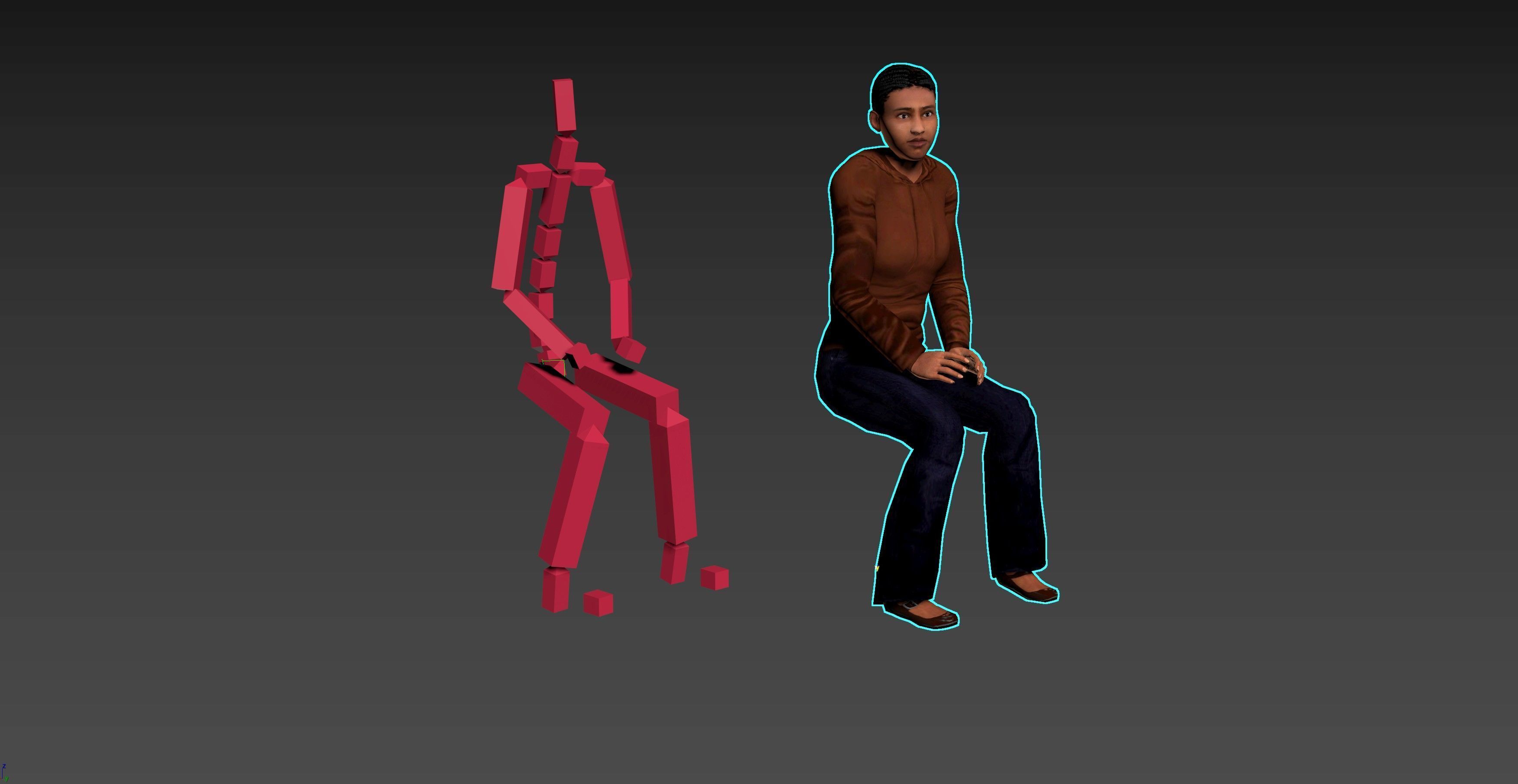 Female Character - Animated Low-poly 3D model_3