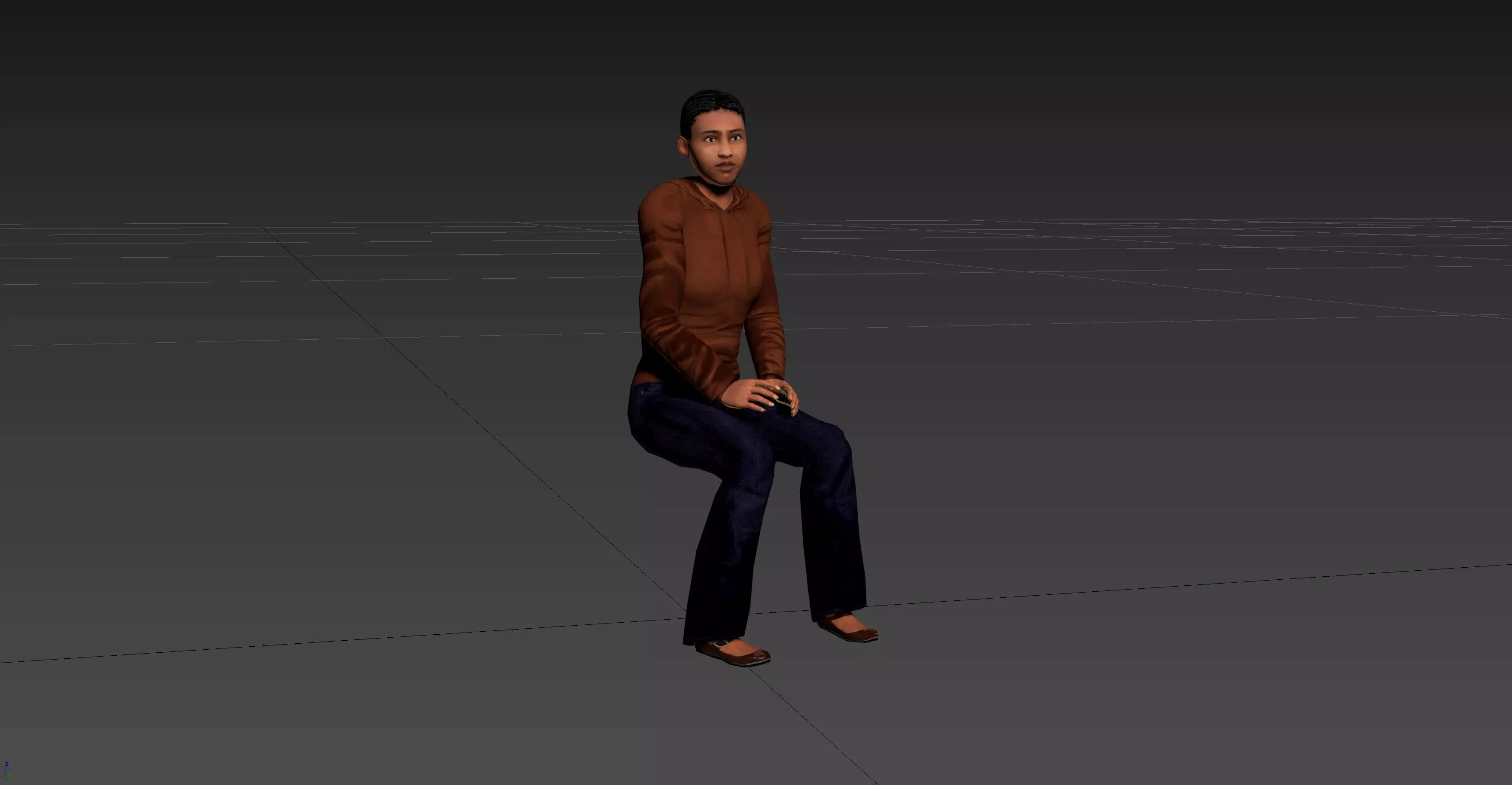 Female Character - Animated Low-poly 3D model_0