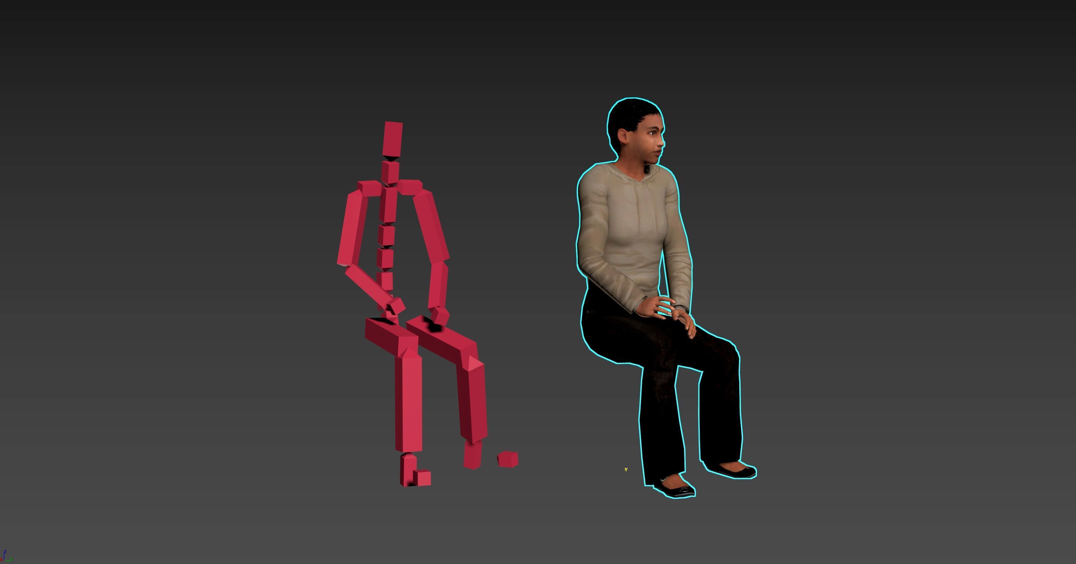 Female Character - Animated Low-poly 3D model_3