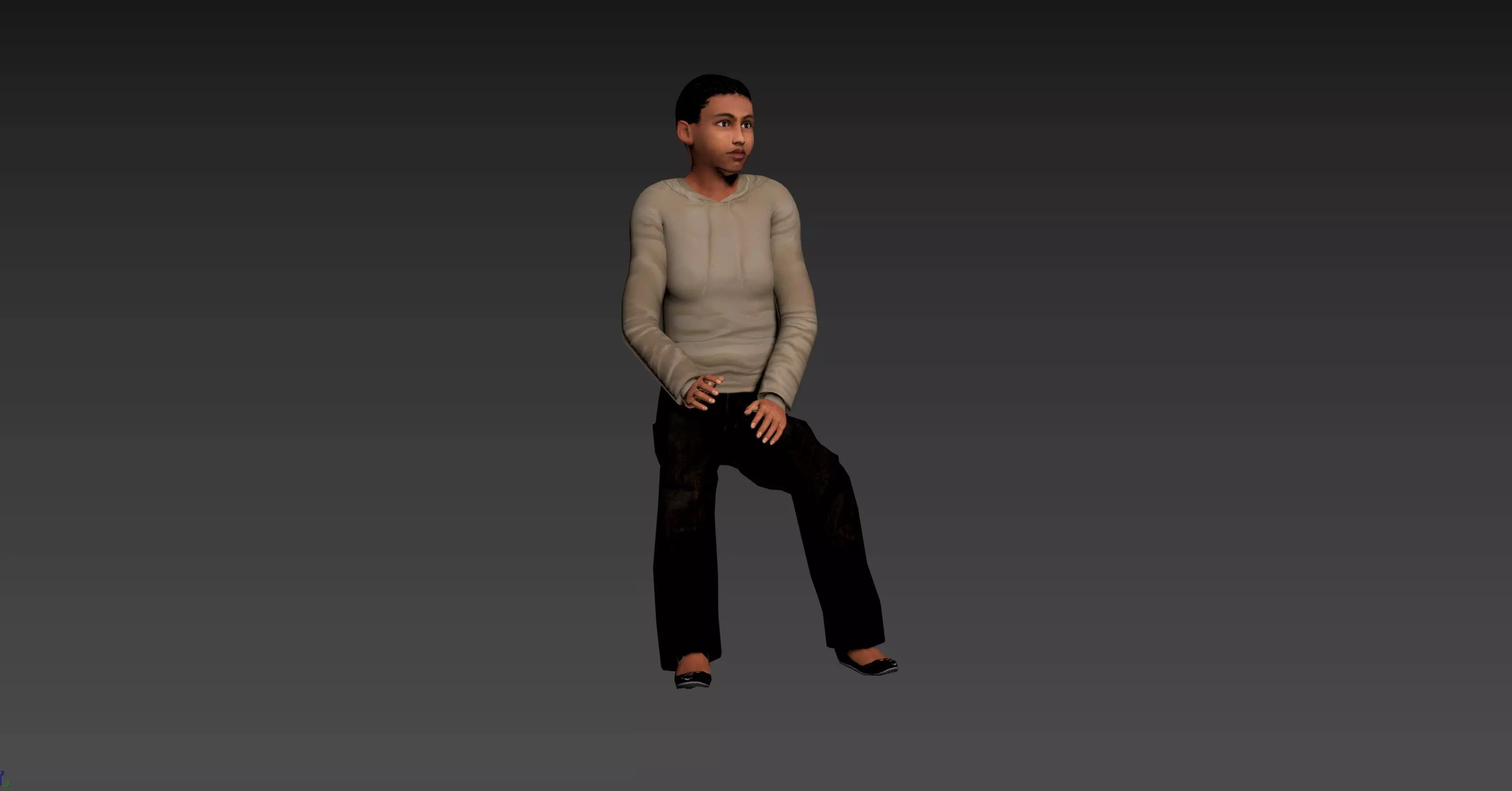 Female Character - Animated Low-poly 3D model_0