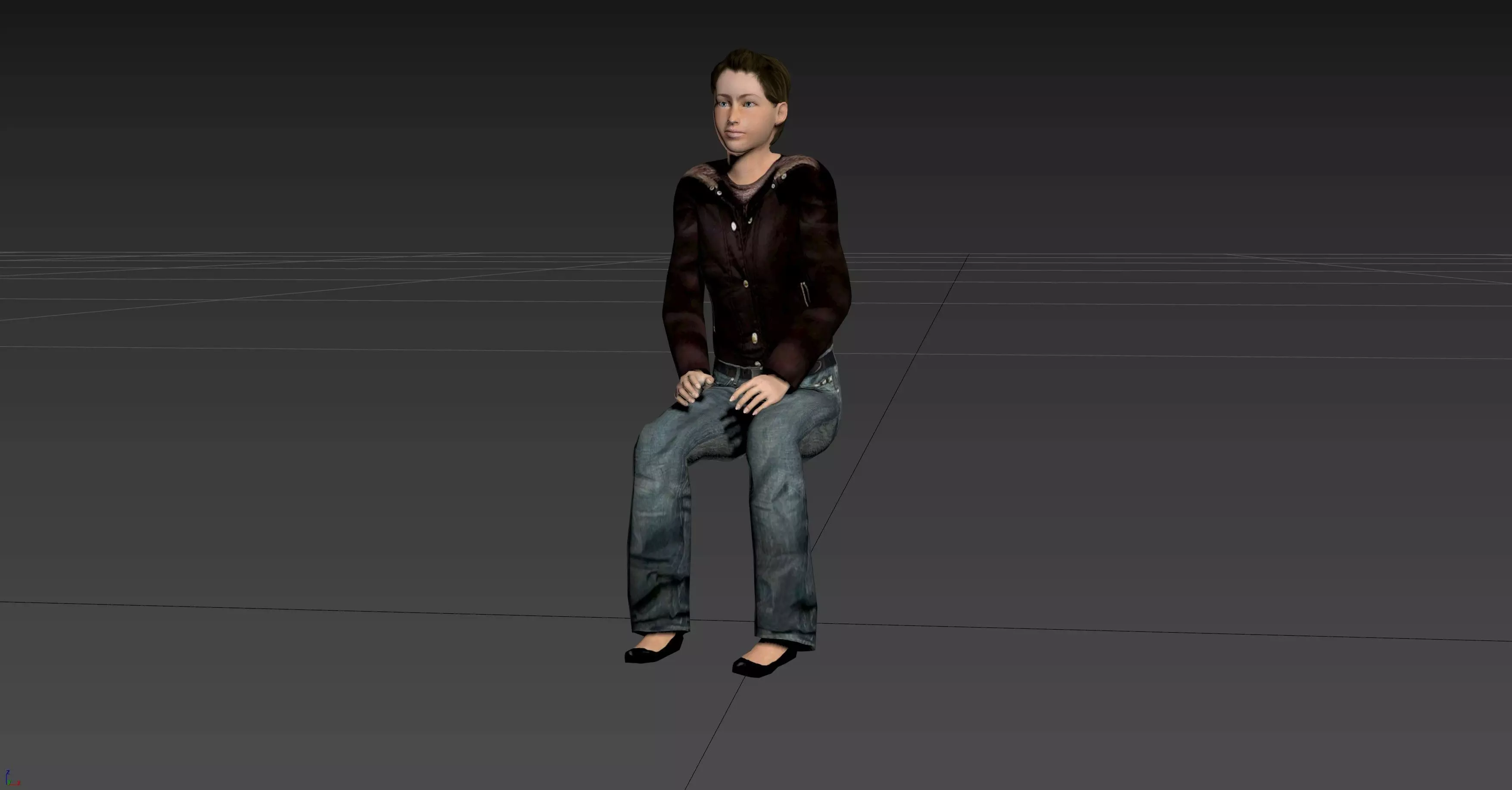 Female Character - Animated Low-poly 3D model_0