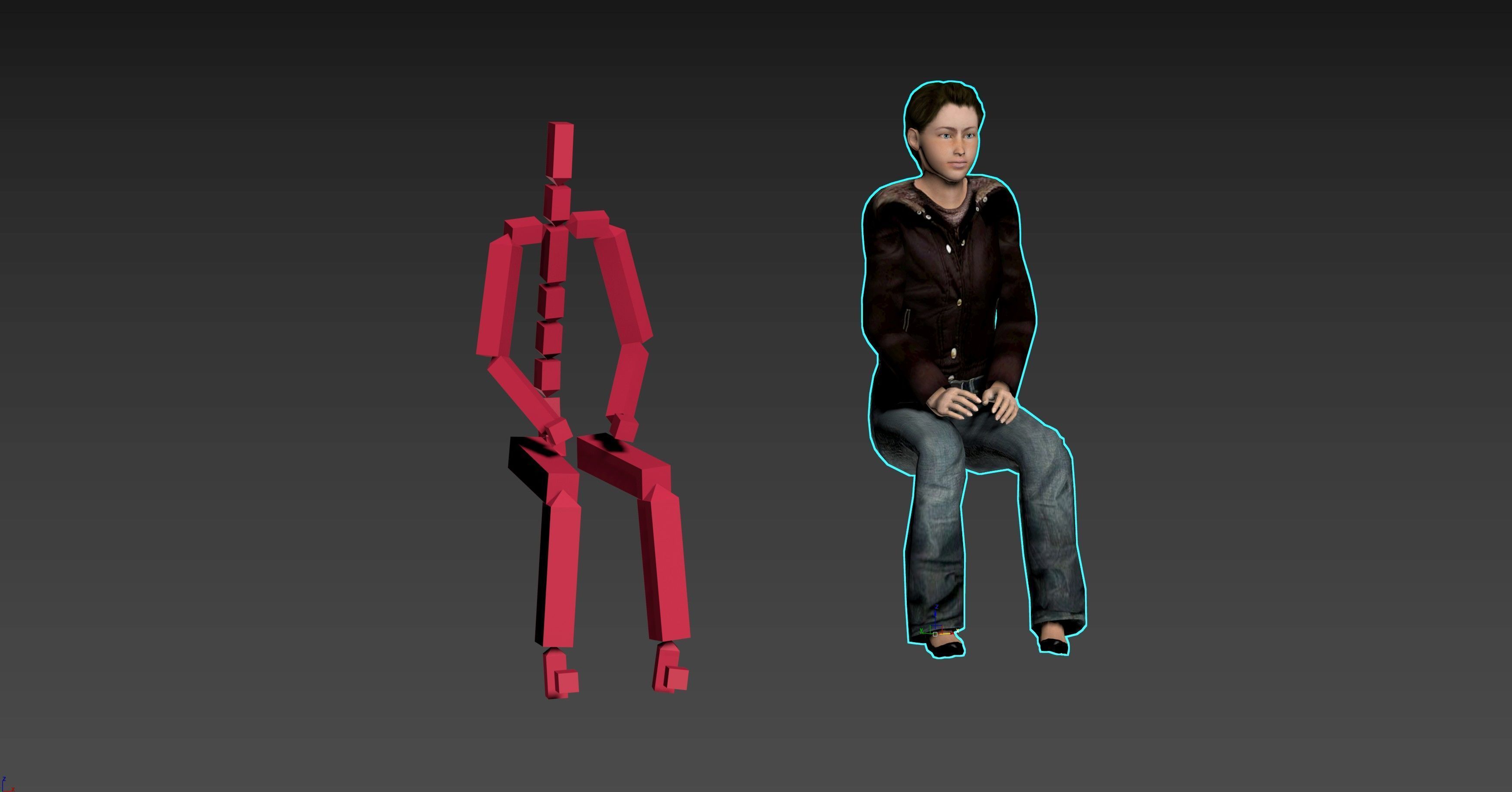 Female Character - Animated Low-poly 3D model_3