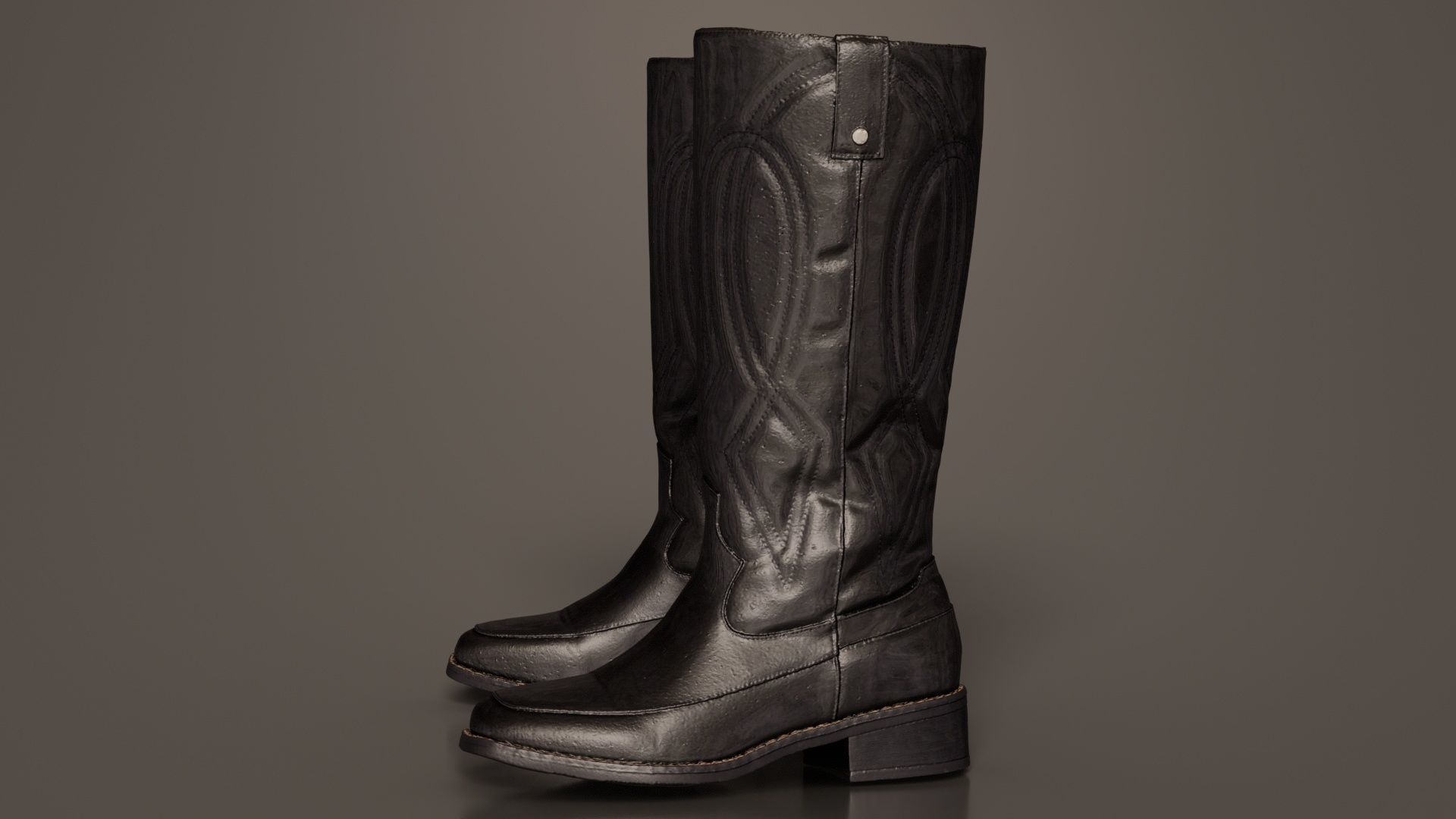 Shiny Detailed Boots Low-poly 3D model_4