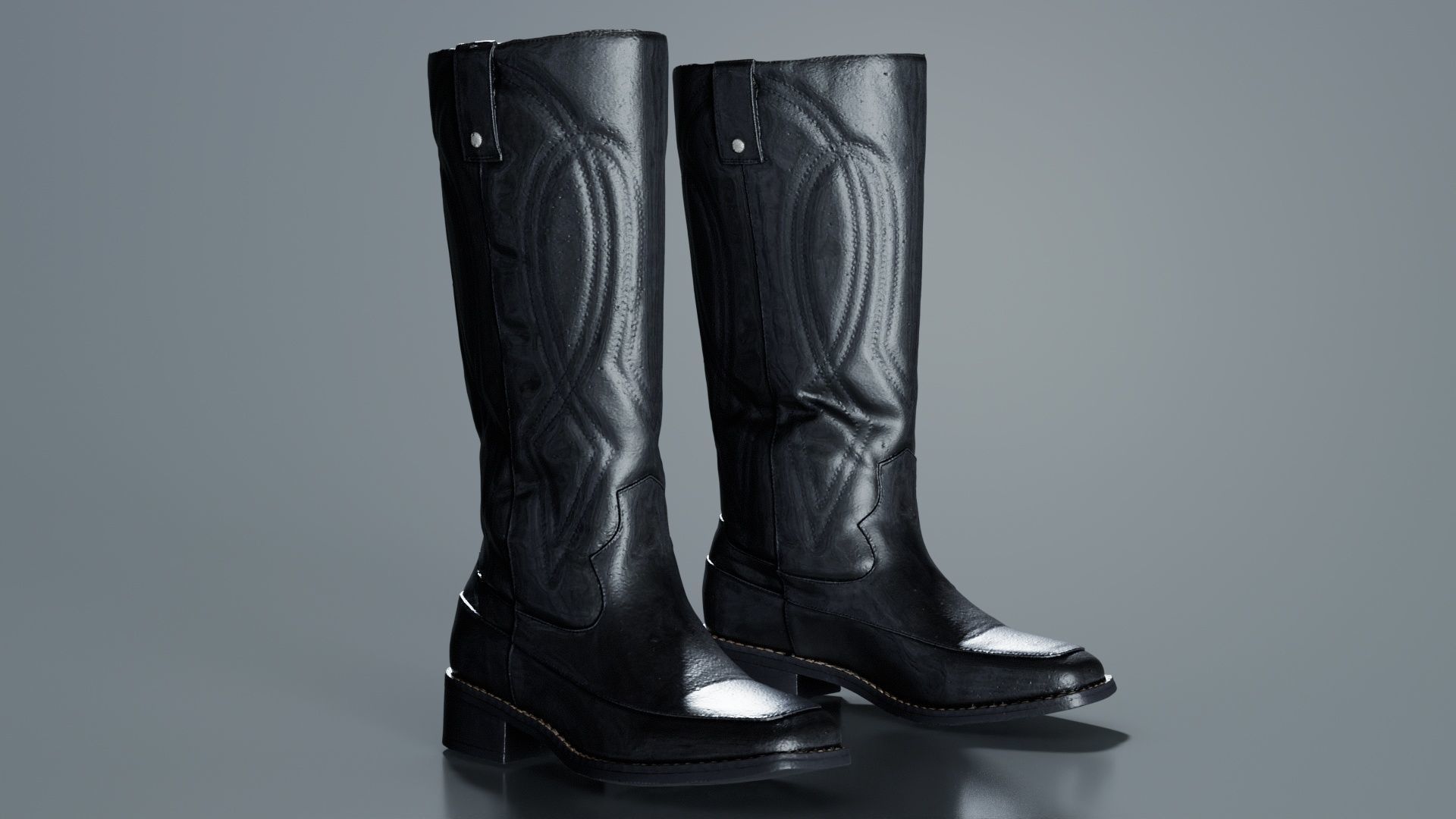 Shiny Detailed Boots Low-poly 3D model_3