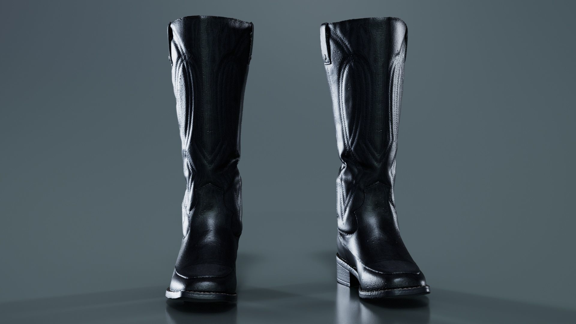 Shiny Detailed Boots Low-poly 3D model_6