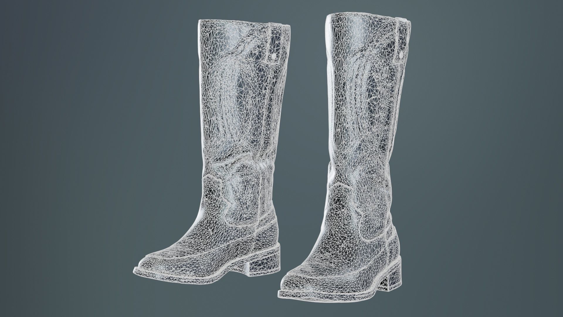 Shiny Detailed Boots Low-poly 3D model_9
