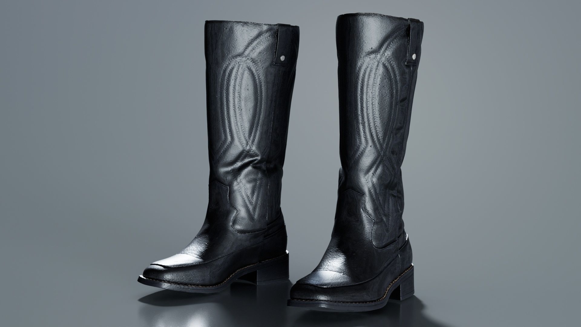 Shiny Detailed Boots Low-poly 3D model_7