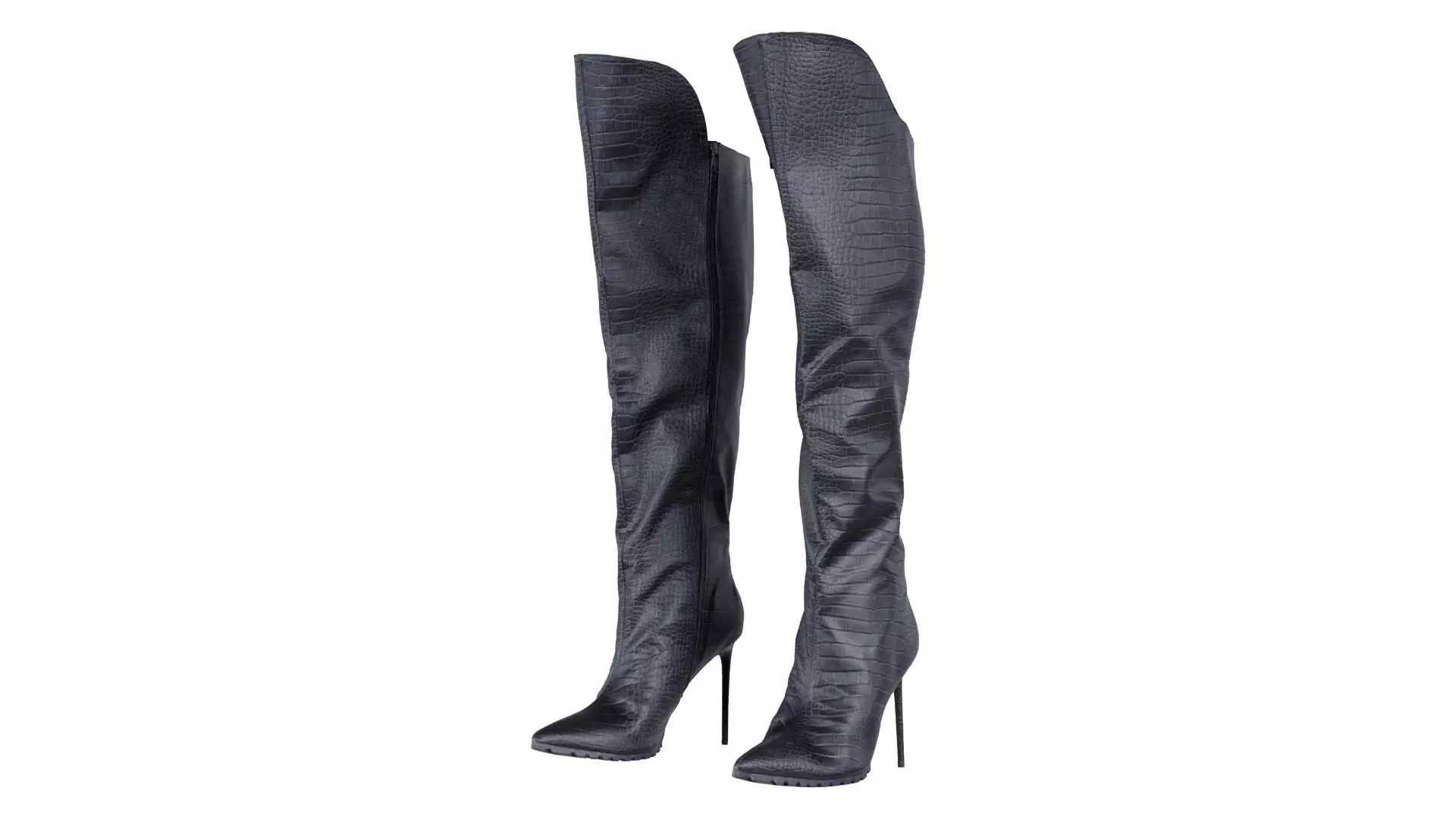 Snake Pattern Boots Low-poly 3D model_0