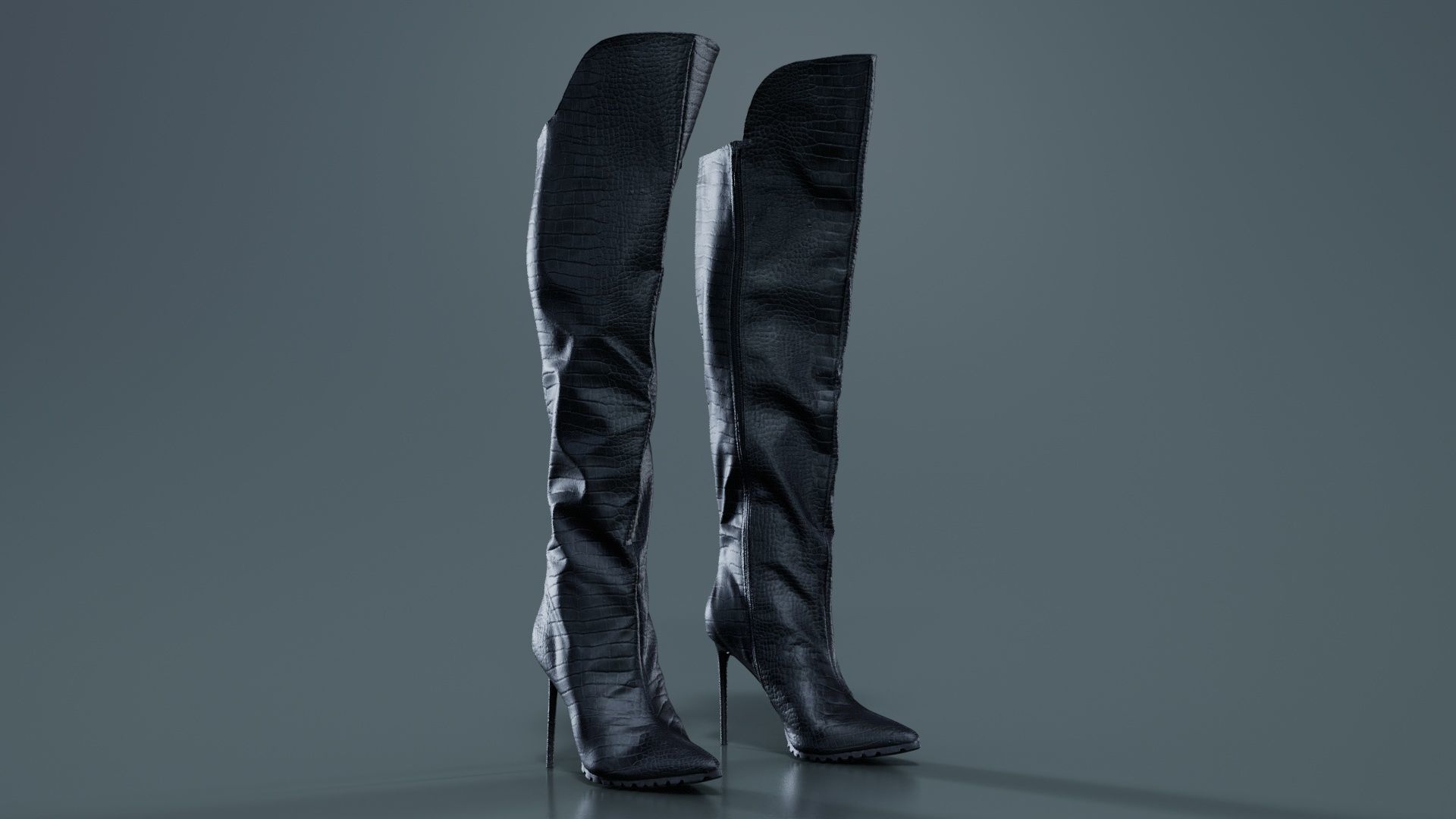 Snake Pattern Boots Low-poly 3D model_2