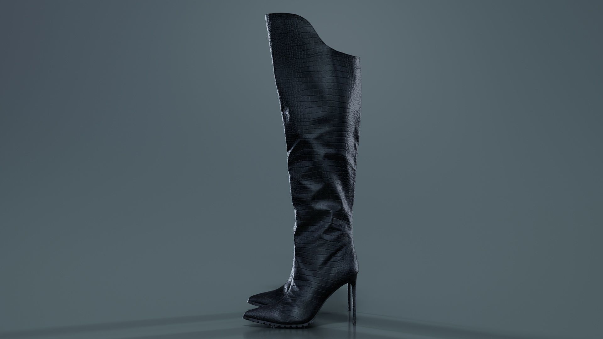 Snake Pattern Boots Low-poly 3D model_7