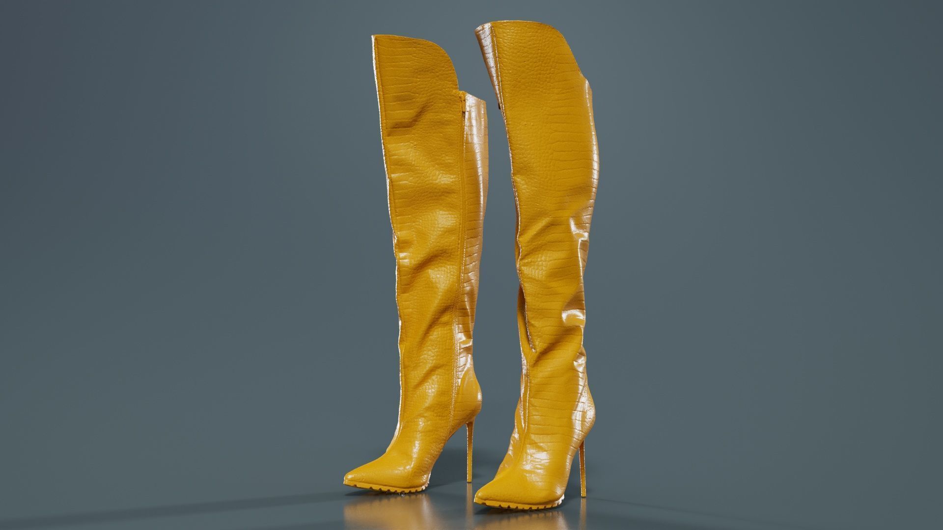 Snake Pattern Boots Low-poly 3D model_12