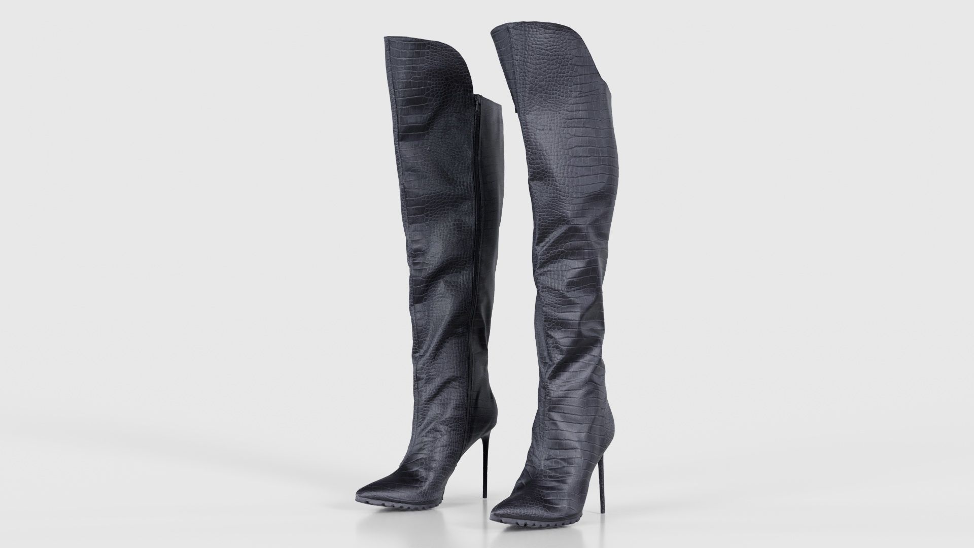 Snake Pattern Boots Low-poly 3D model_15