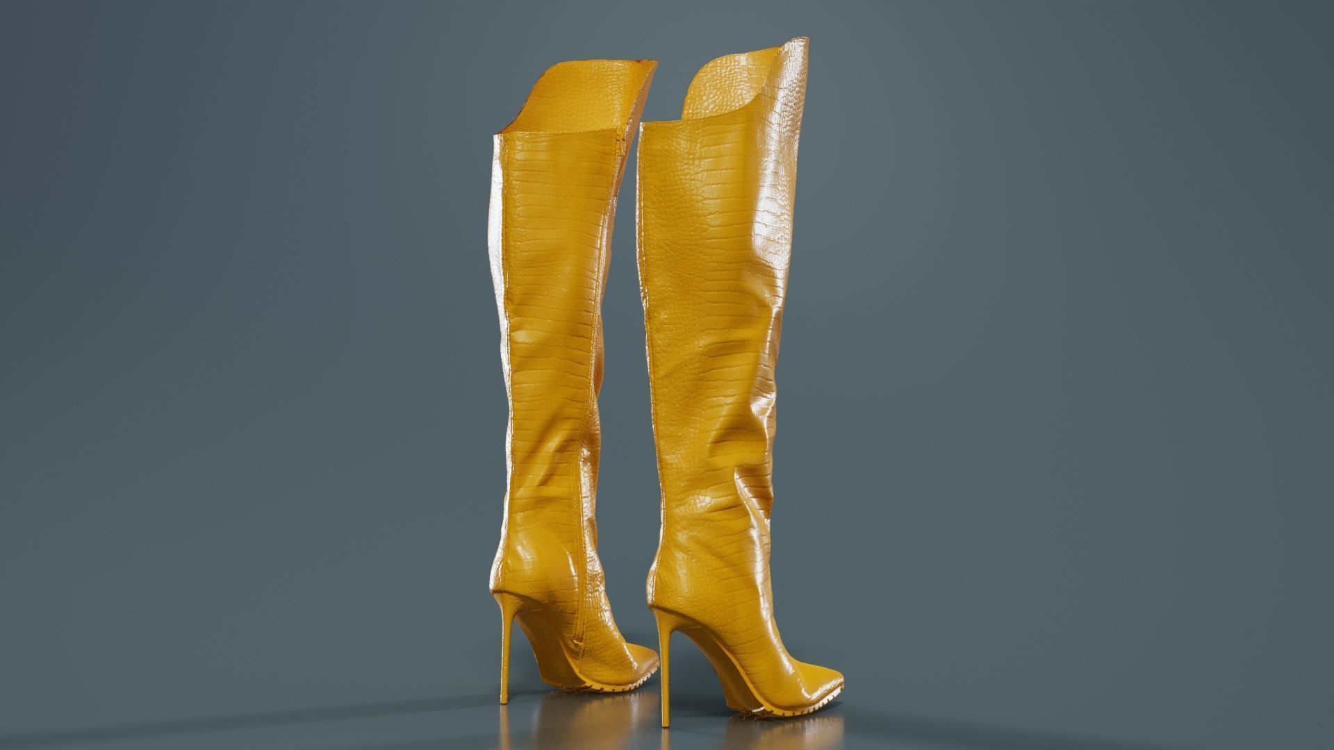 Snake Pattern Boots Low-poly 3D model_13