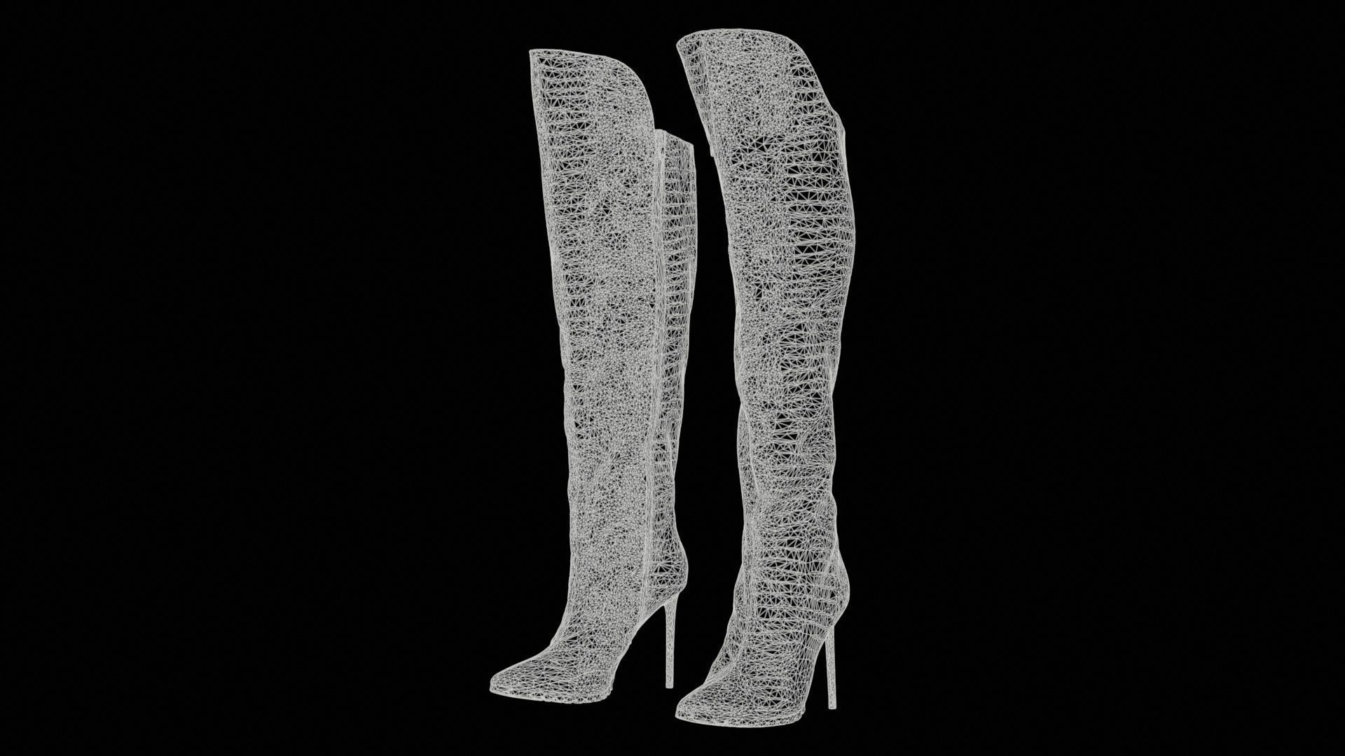 Snake Pattern Boots Low-poly 3D model_11