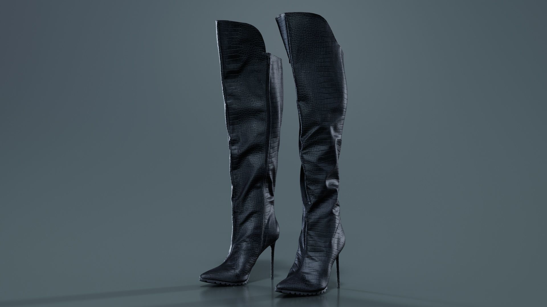 Snake Pattern Boots Low-poly 3D model_6