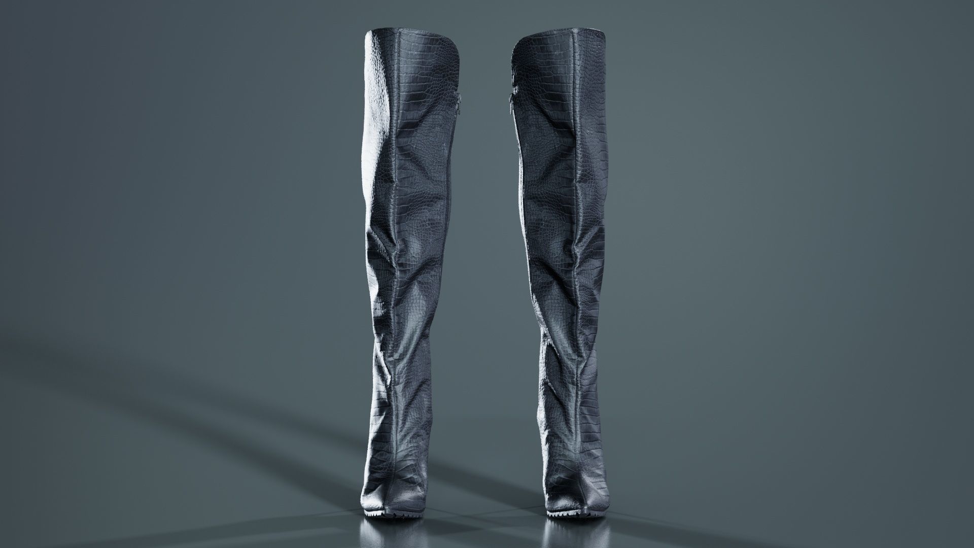 Snake Pattern Boots Low-poly 3D model_8