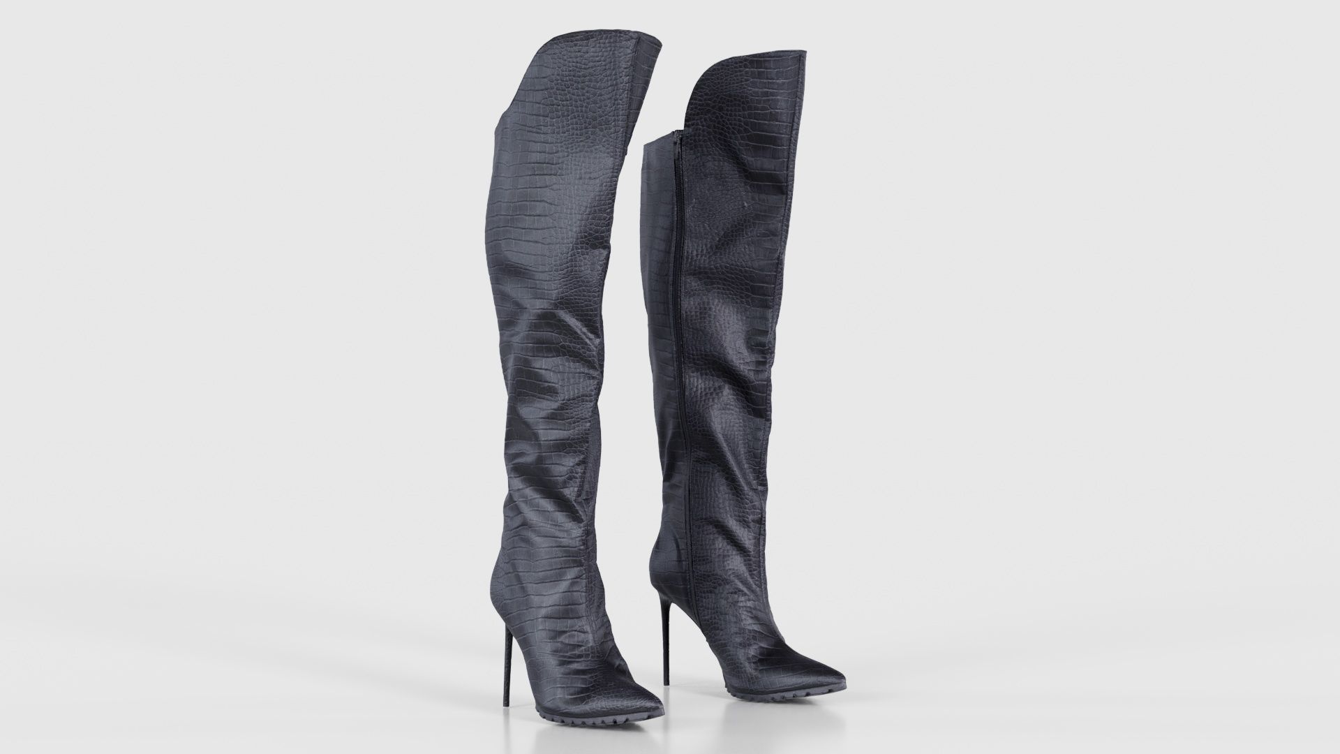 Snake Pattern Boots Low-poly 3D model_18