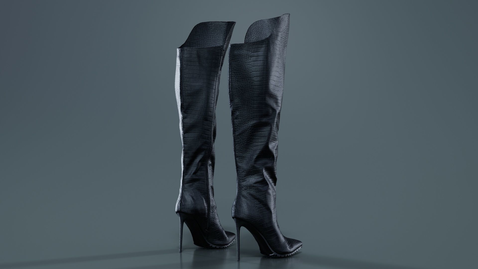 Snake Pattern Boots Low-poly 3D model_4