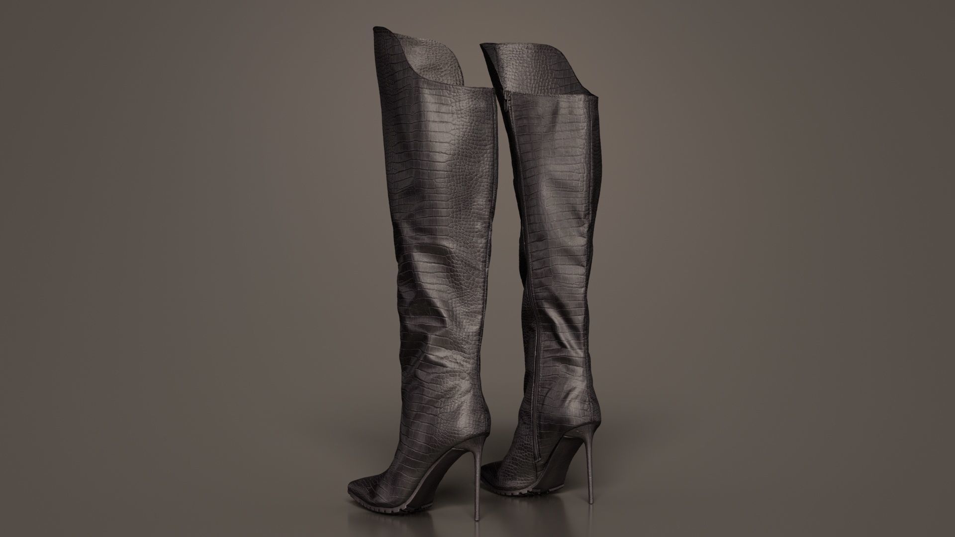 Snake Pattern Boots Low-poly 3D model_5